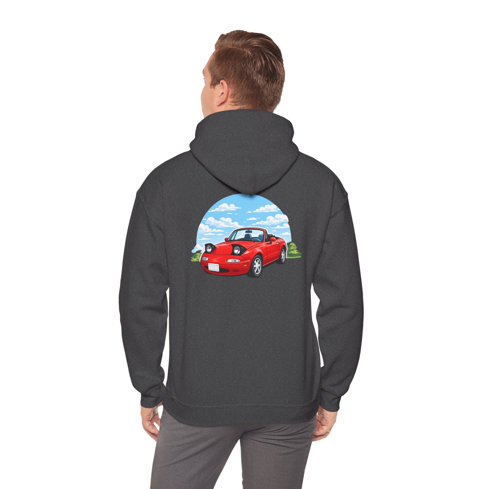 Red Miata Hoodie – Retro Convertible Graphic Hooded Sweatshirt