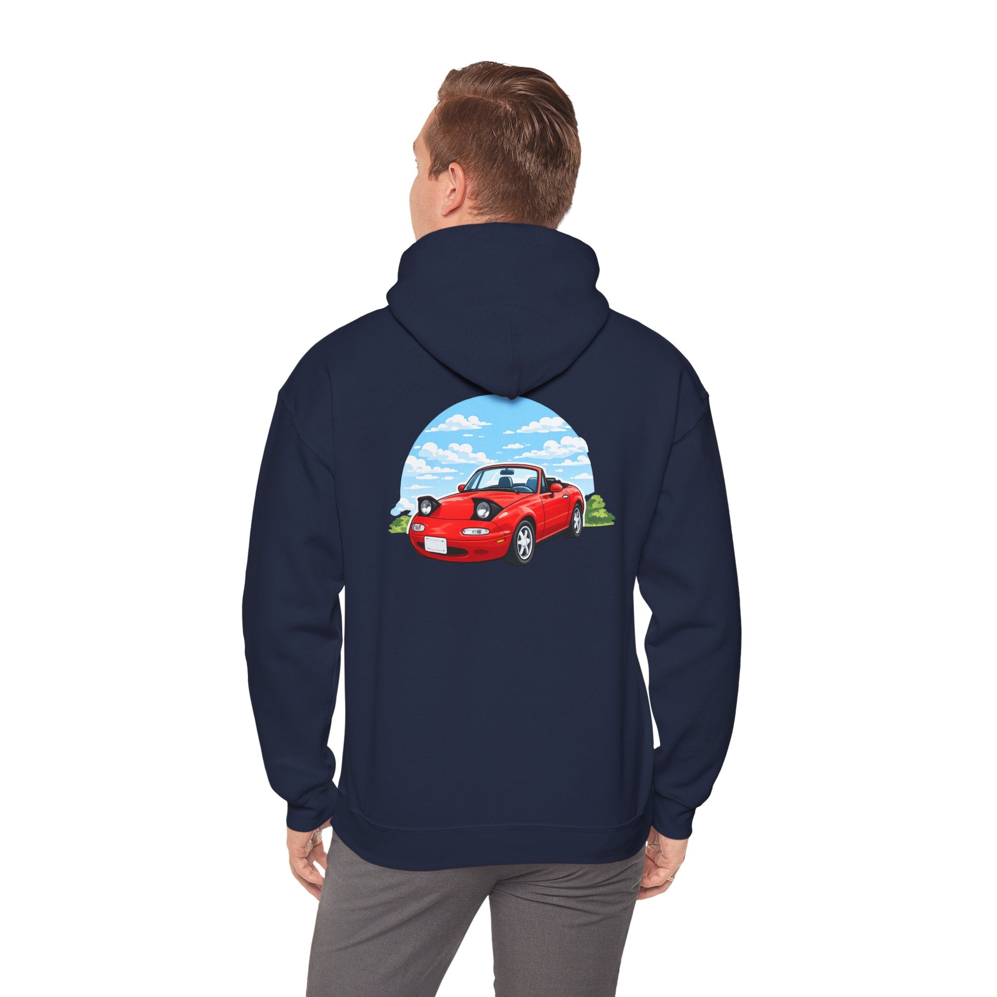 Red Miata Hoodie – Retro Convertible Graphic Hooded Sweatshirt