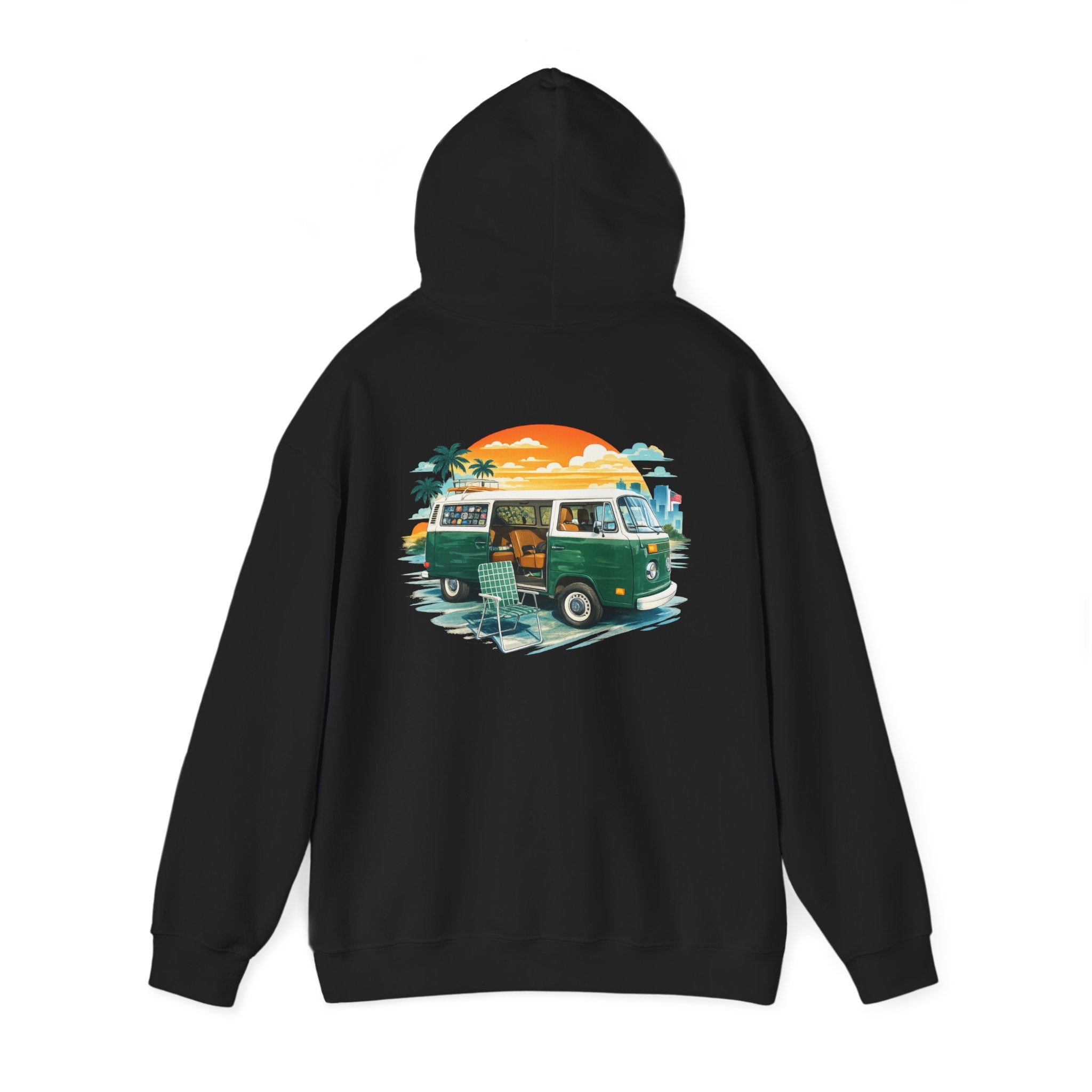 Vintage VW Camper Hoodie – Retro Surf Van Sunset Pullover