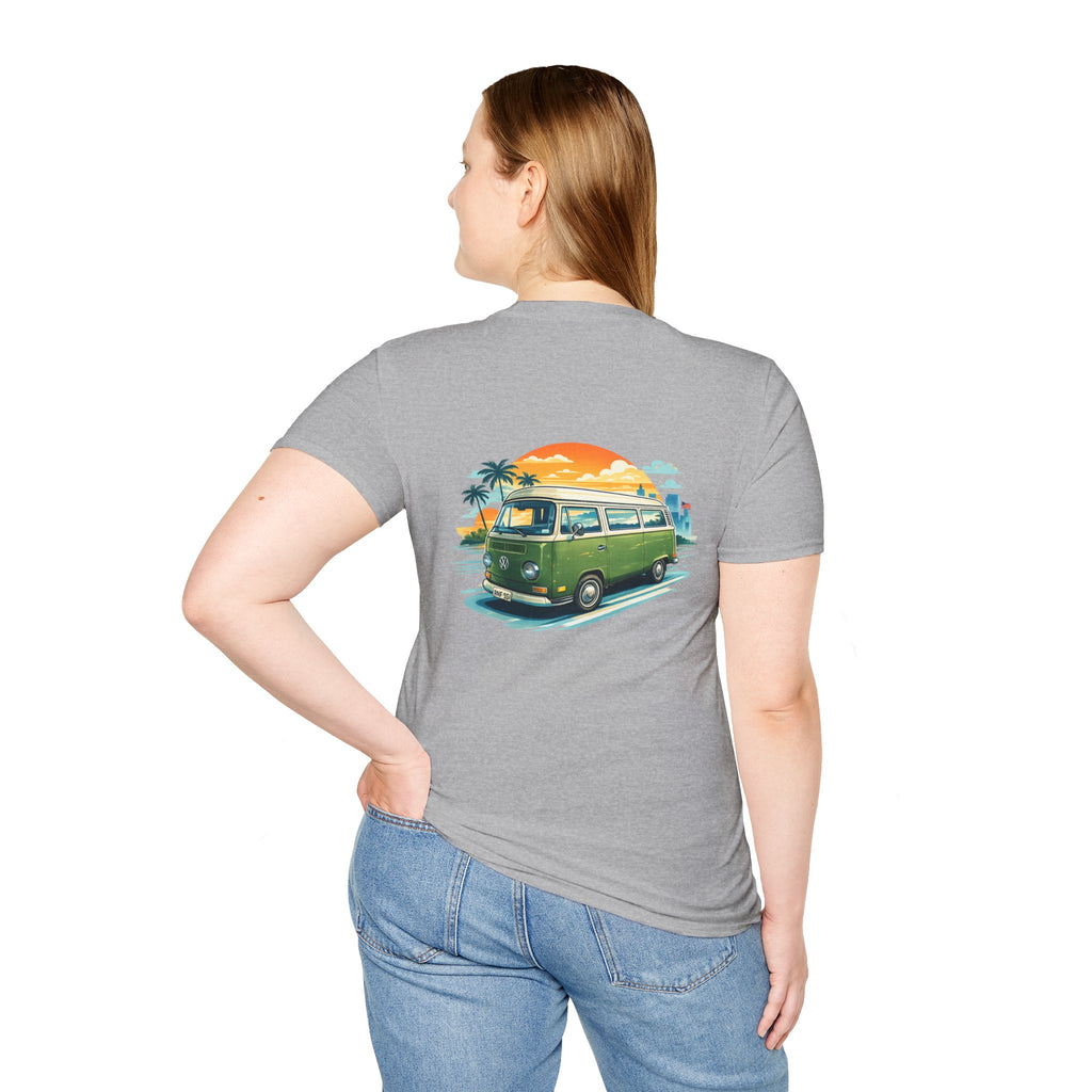 Vintage VW Camper Beach T‑Shirt — Retro Sunset Surf Van Tee