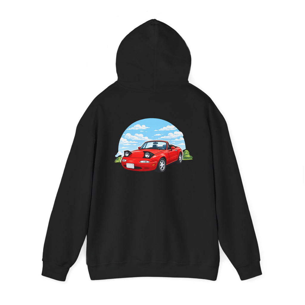Red Miata Hoodie – Retro Convertible Graphic Hooded Sweatshirt