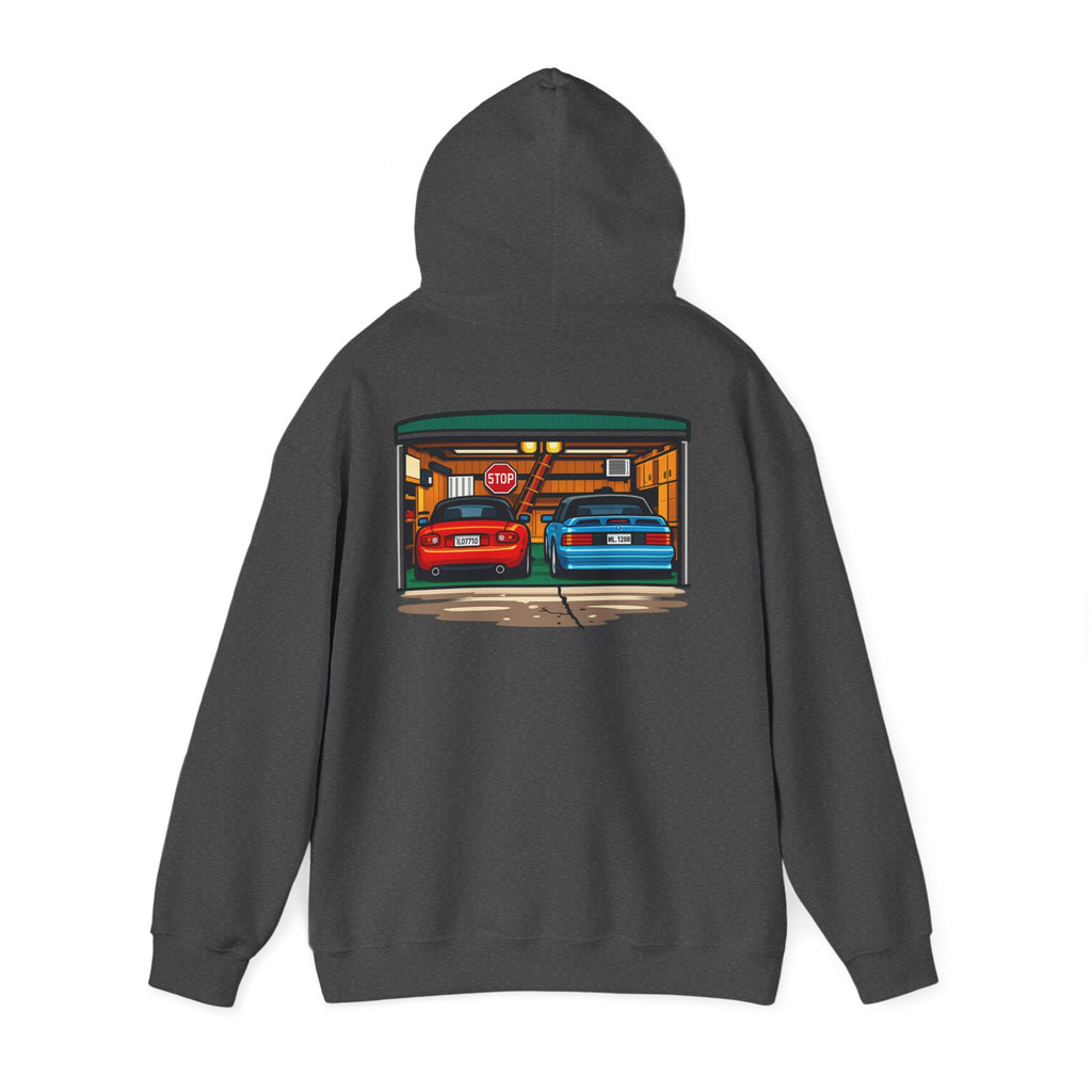 Car Garage Hoodie — Vintage Twin Sports Cars Illustration