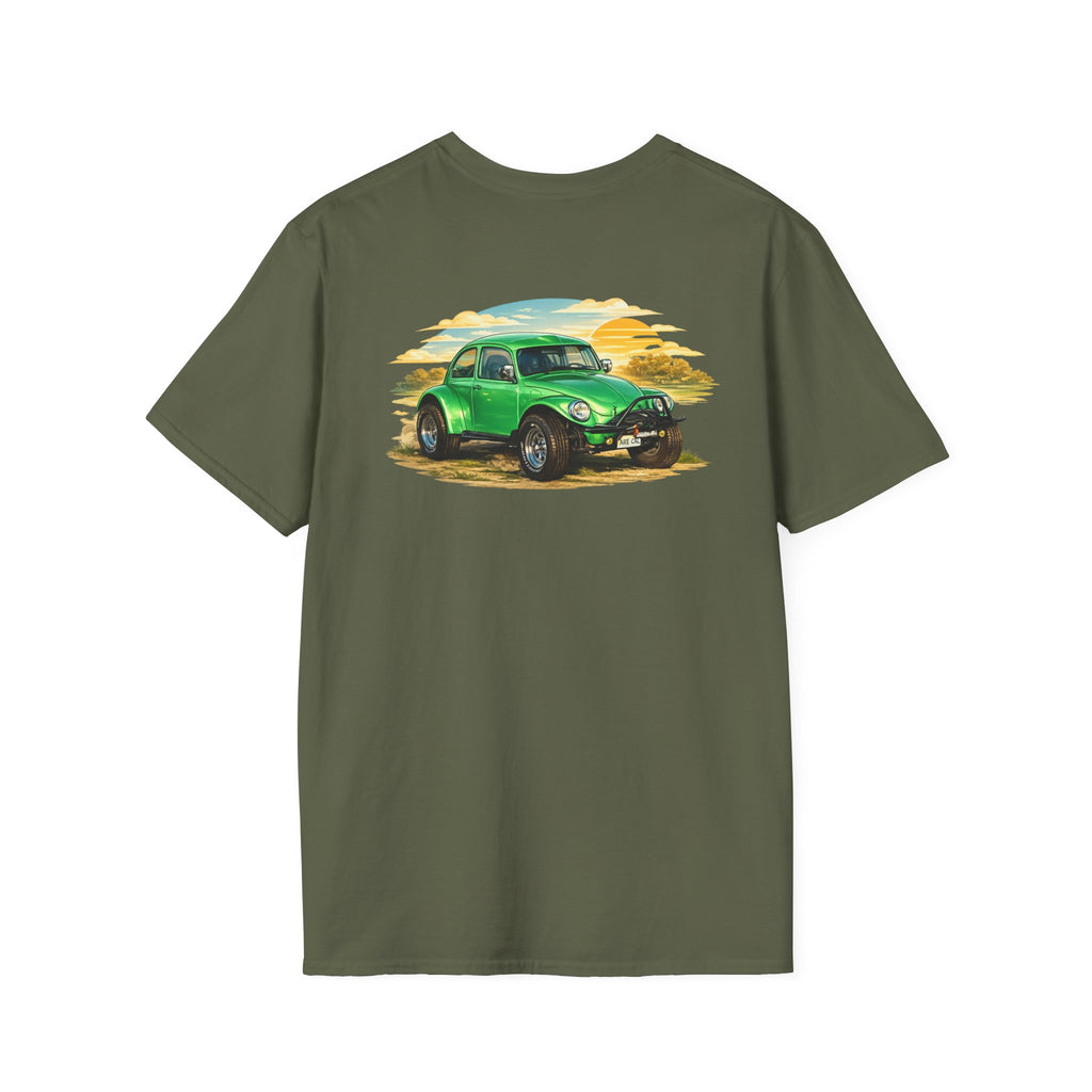 Vintage Green Beetle Car T-Shirt — Retro Beach Cruiser Graphic Tee