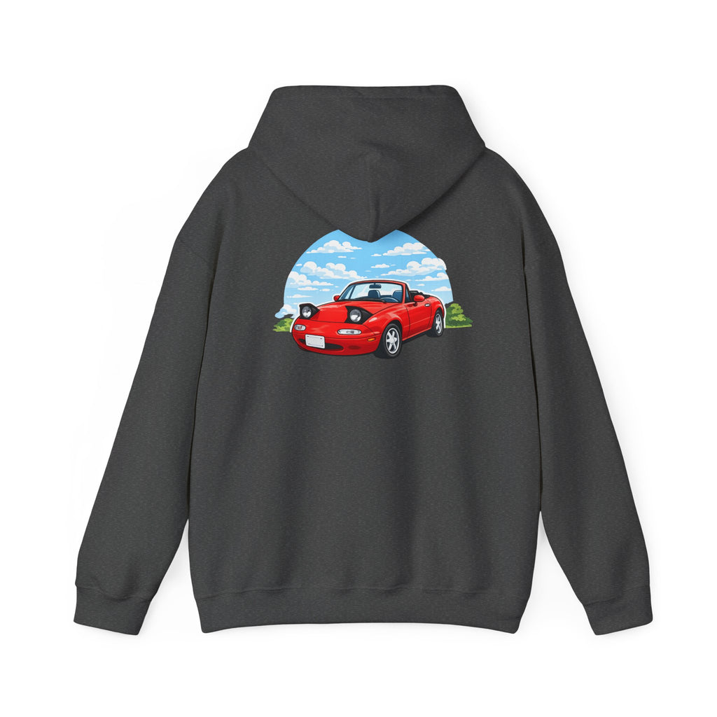 Red Miata Hoodie – Retro Convertible Graphic Hooded Sweatshirt