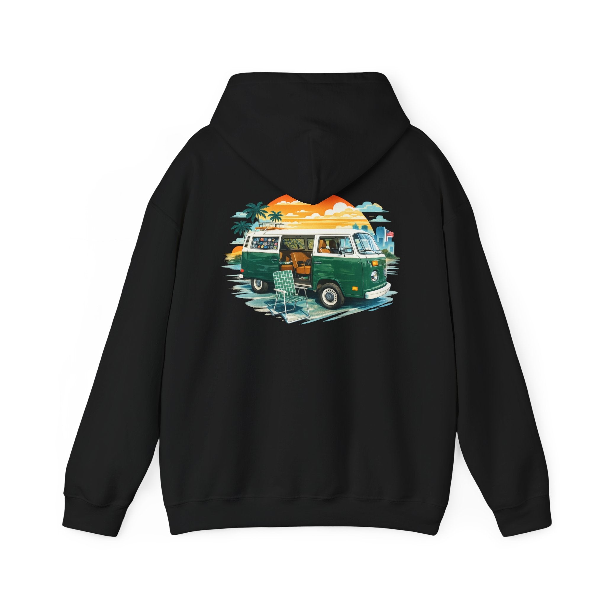 Vintage VW Camper Hoodie – Retro Surf Van Sunset Pullover