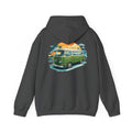 Vintage Green VW Camper Hoodie — Retro Surf Van Sunset Pullover
