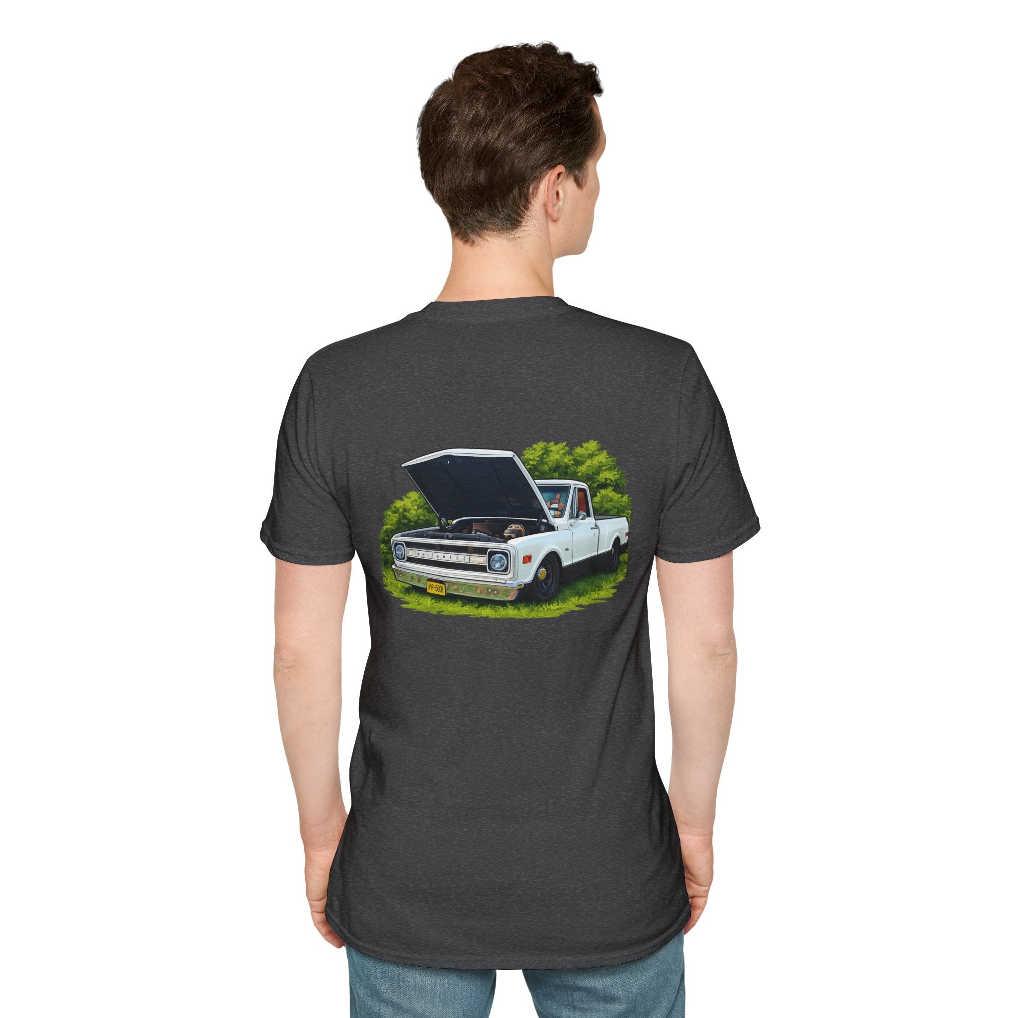 Vintage White Pickup Truck T-Shirt — Classic Restored Chevy Illustration
