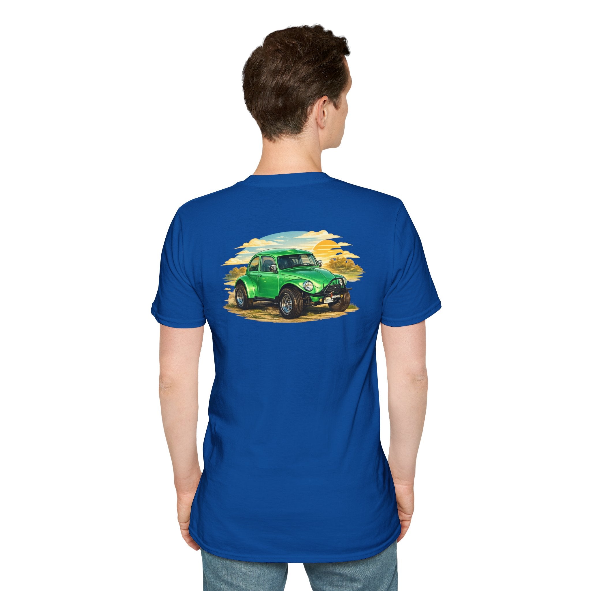 Vintage Green Beetle Car T-Shirt — Retro Beach Cruiser Graphic Tee