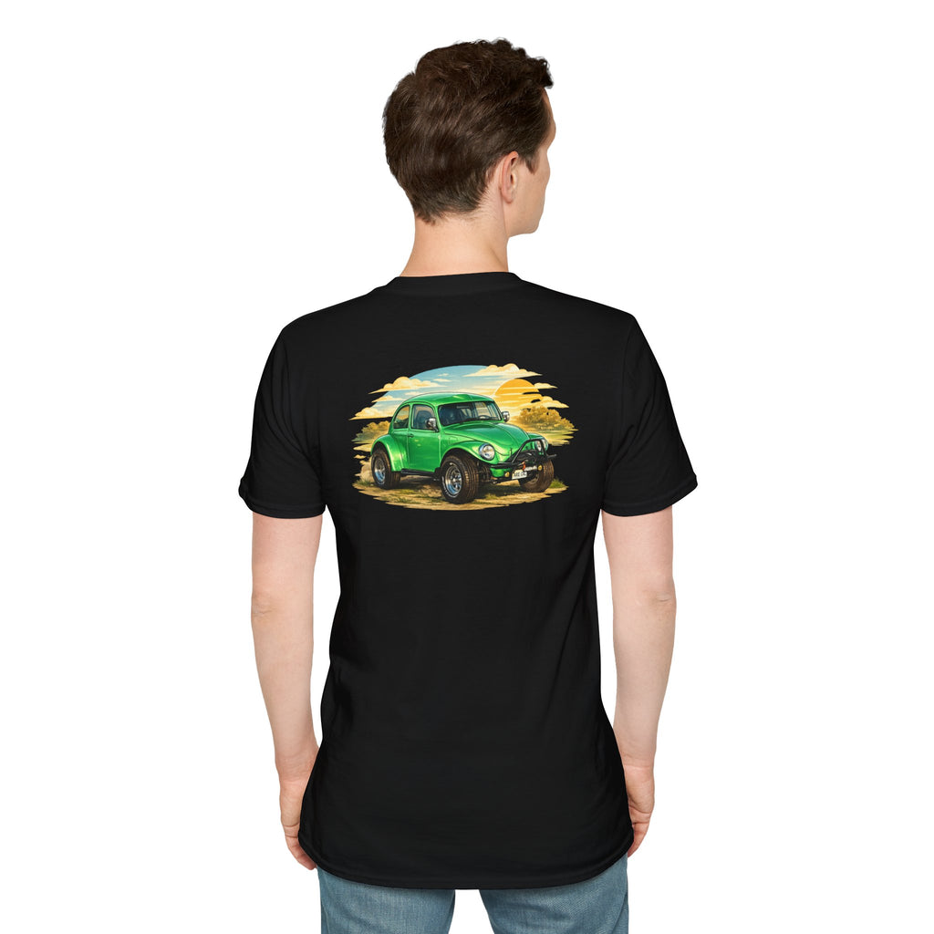 Vintage Green Beetle Car T-Shirt — Retro Beach Cruiser Graphic Tee