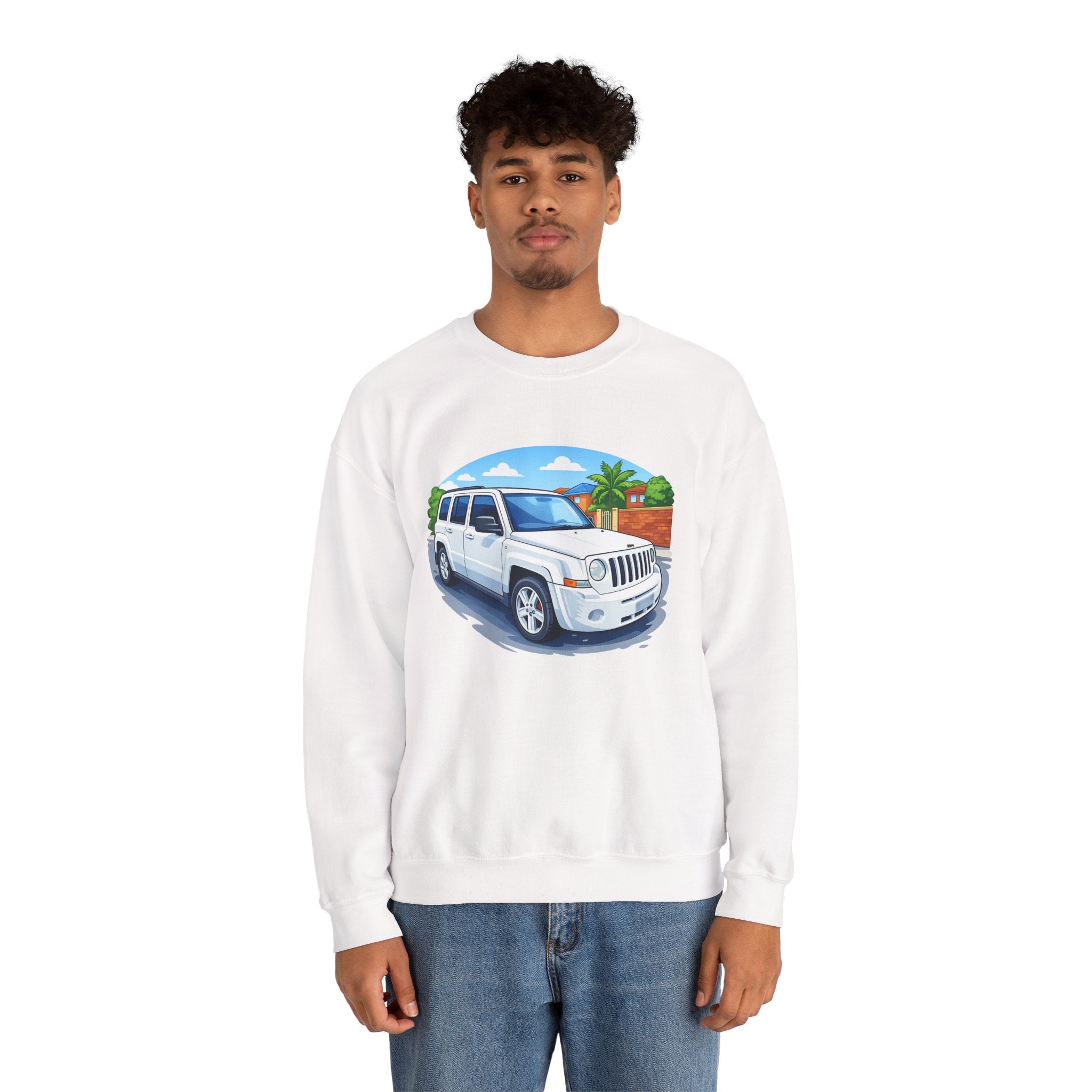 Jeep SUV Illustration Crewneck Sweatshirt — Coastal Road Trip Vibe