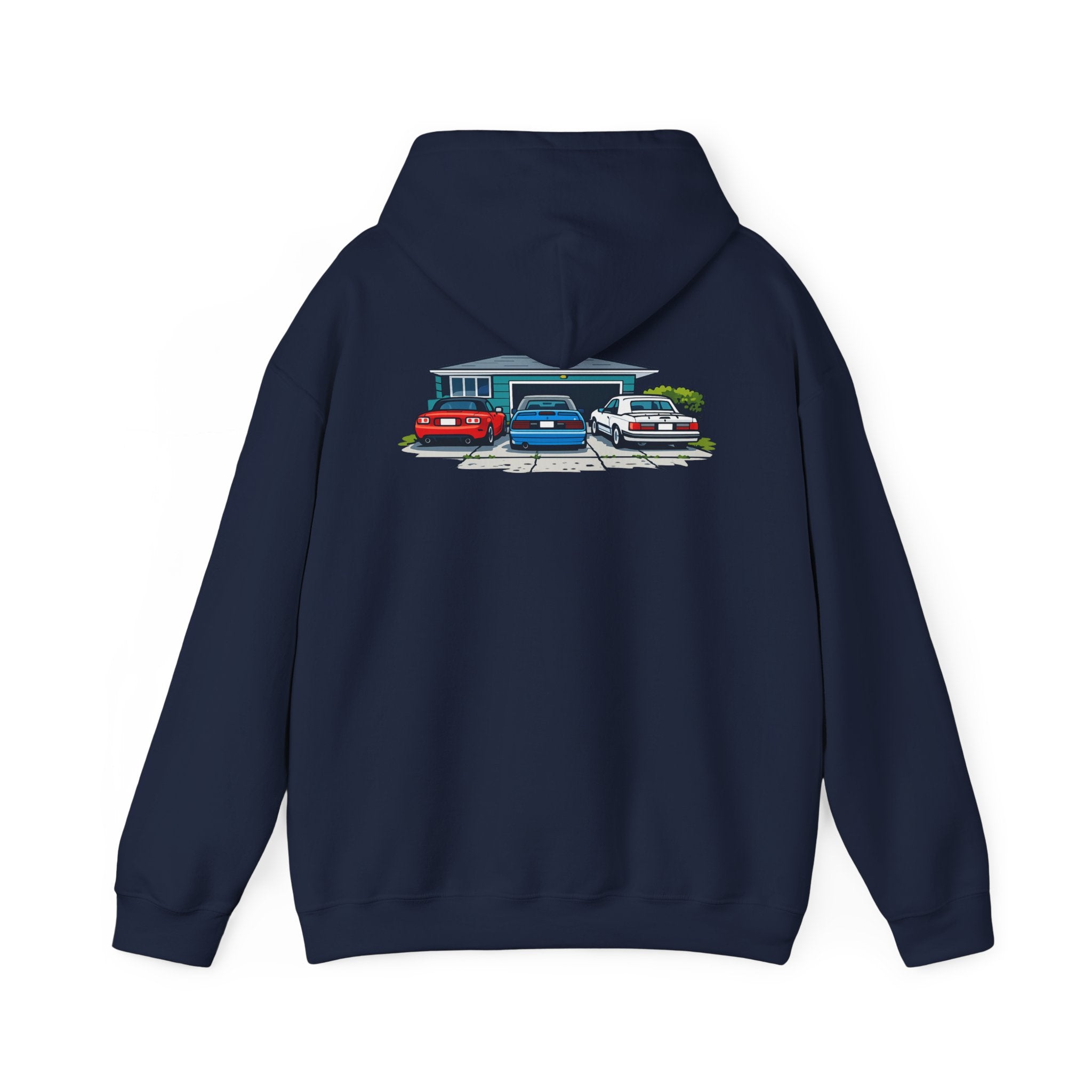 Hoodie - Retro Cars Garage Illustration Hooded Sweatshirt