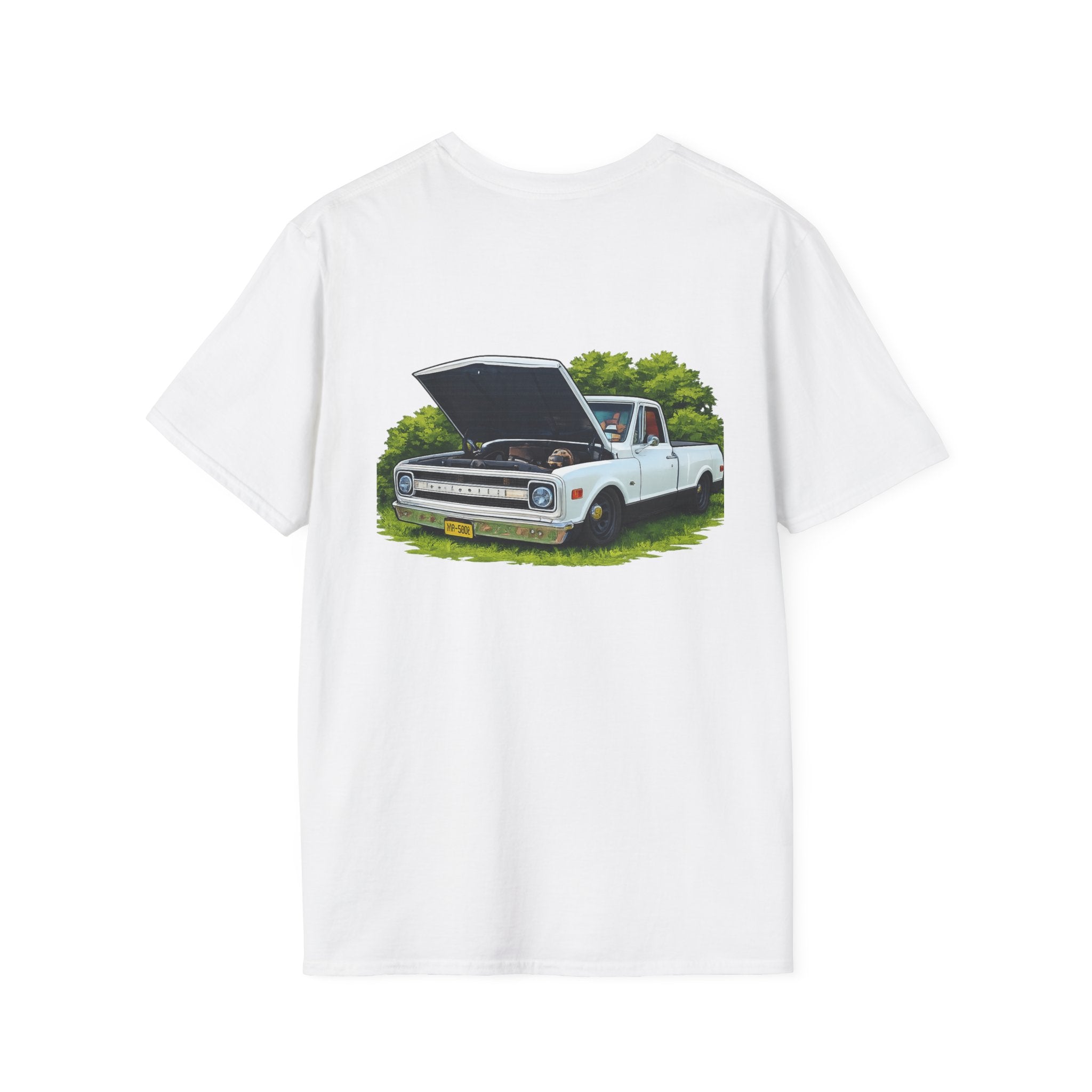 Vintage White Pickup Truck T-Shirt — Classic Restored Chevy Illustration