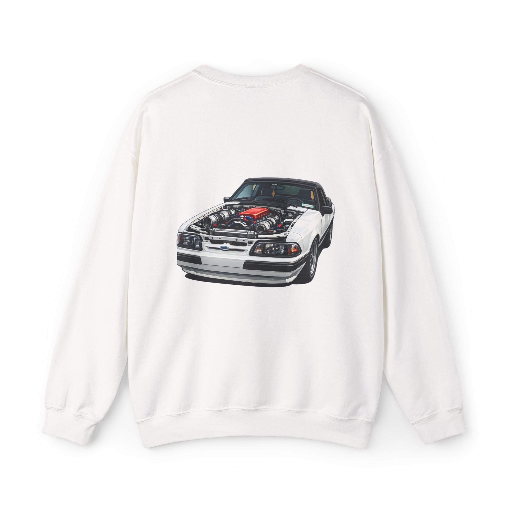Mustang Foxbody Crewneck Sweatshirt – Classic White Car Illustration