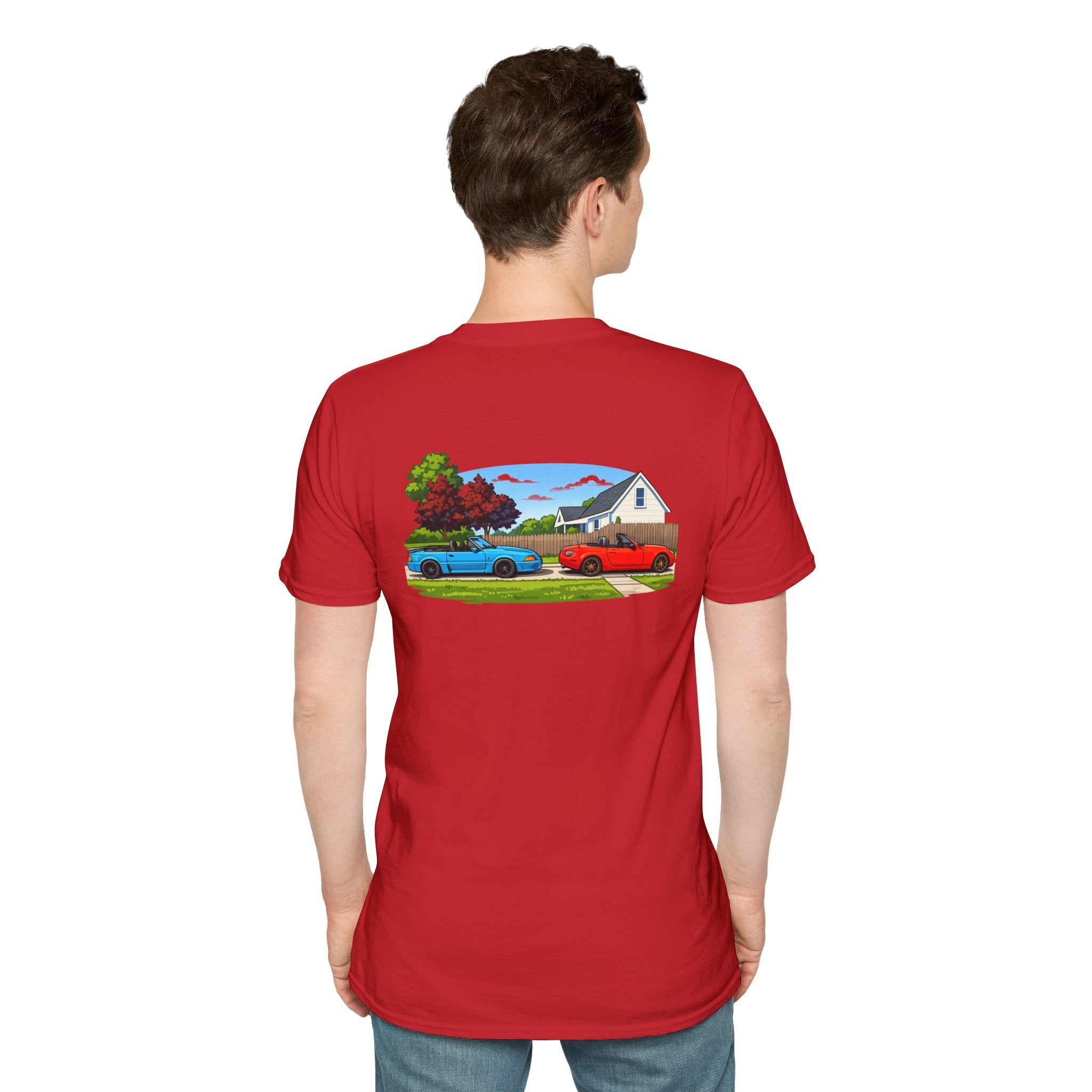 Classic Car Scene T-Shirt — Retro Muscle Cars Back Print