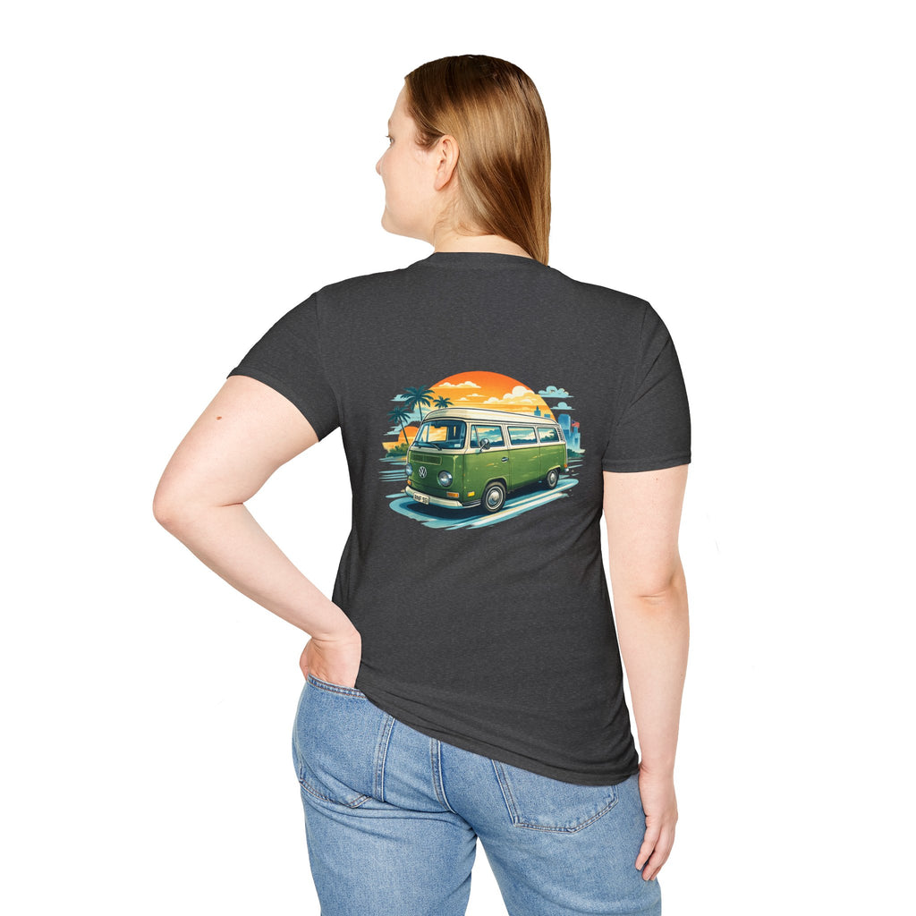 Vintage VW Camper Beach T‑Shirt — Retro Sunset Surf Van Tee