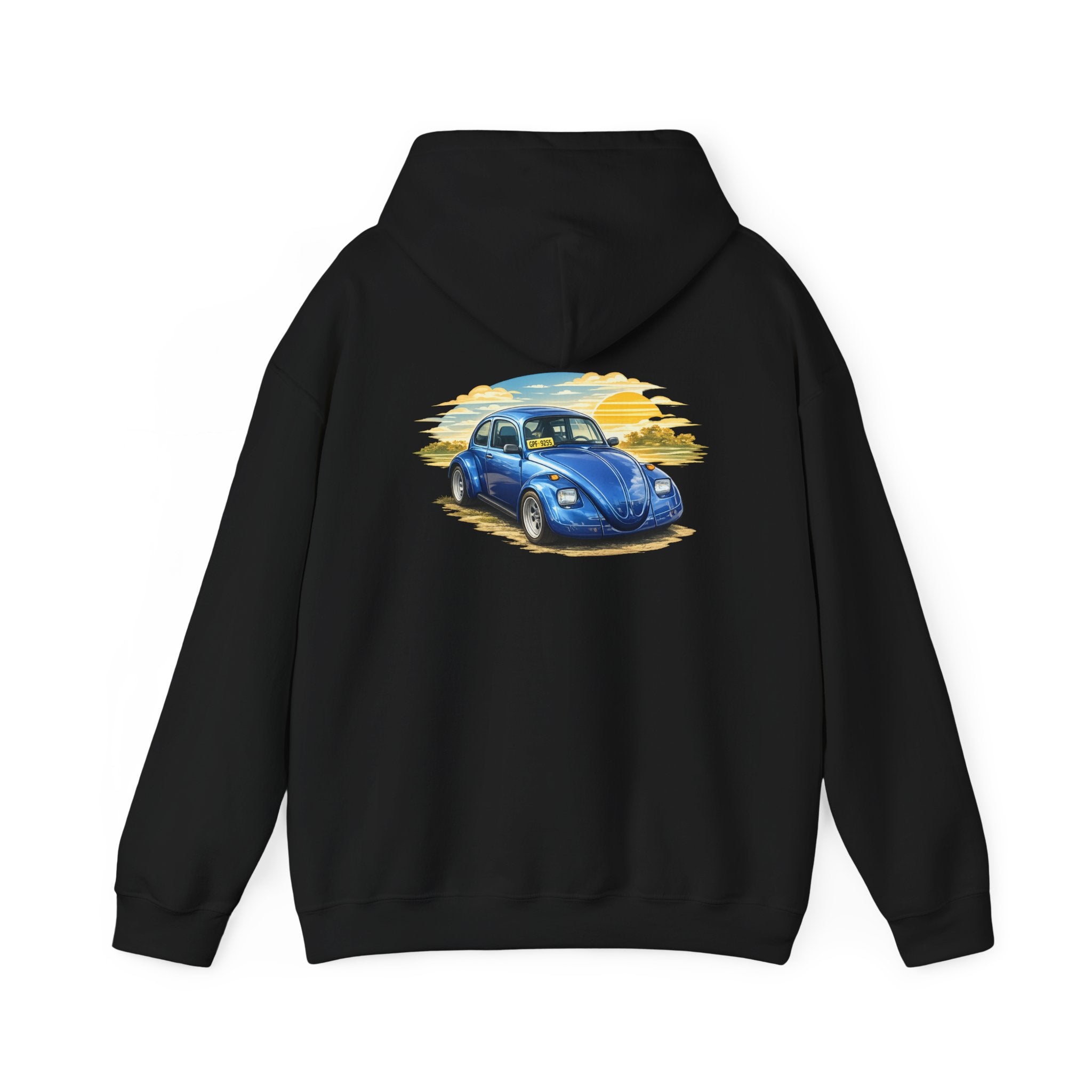 Blue Classic Beetle Hoodie – Vintage VW Car Sunset Graphic Sweatshirt