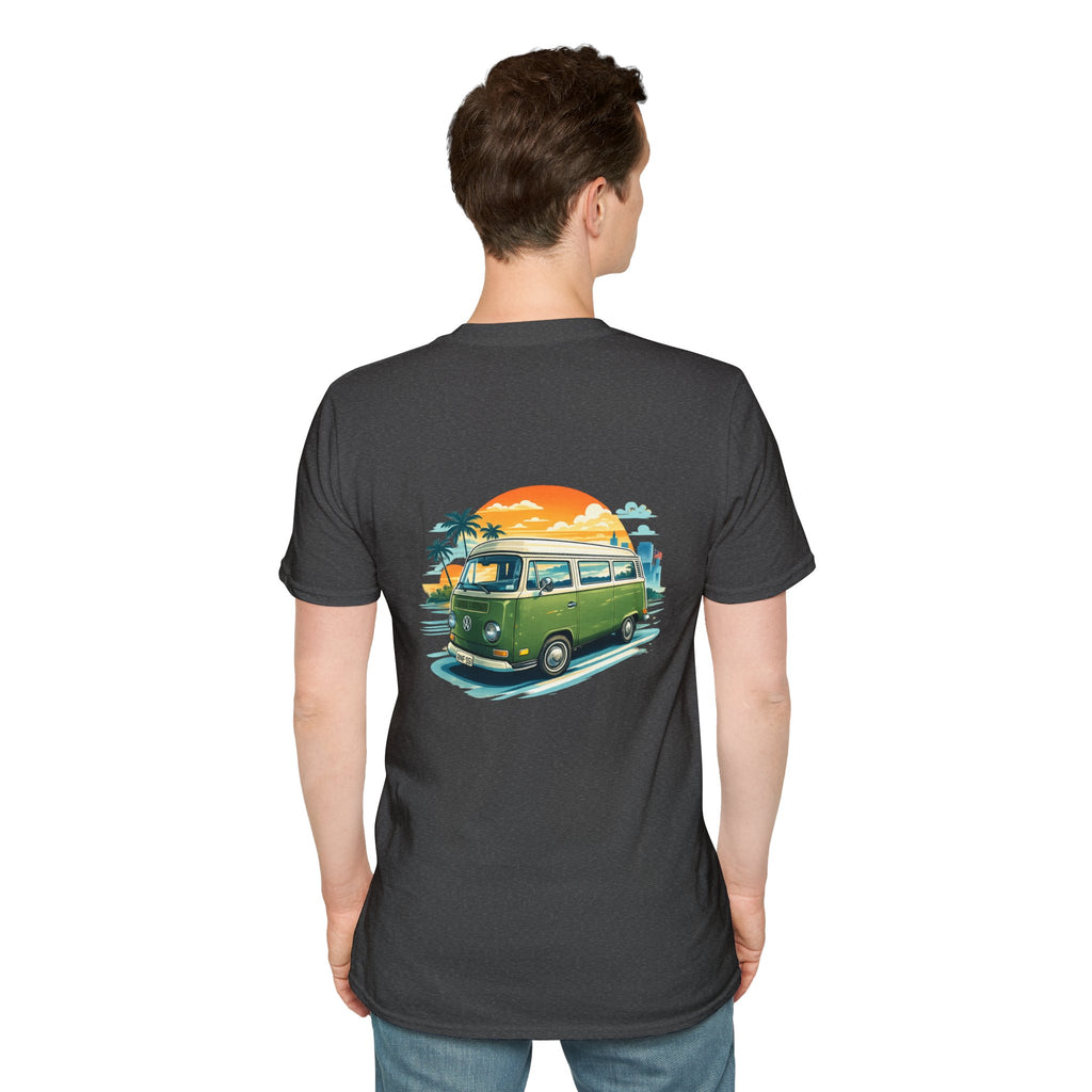 Vintage VW Camper Beach T‑Shirt — Retro Sunset Surf Van Tee