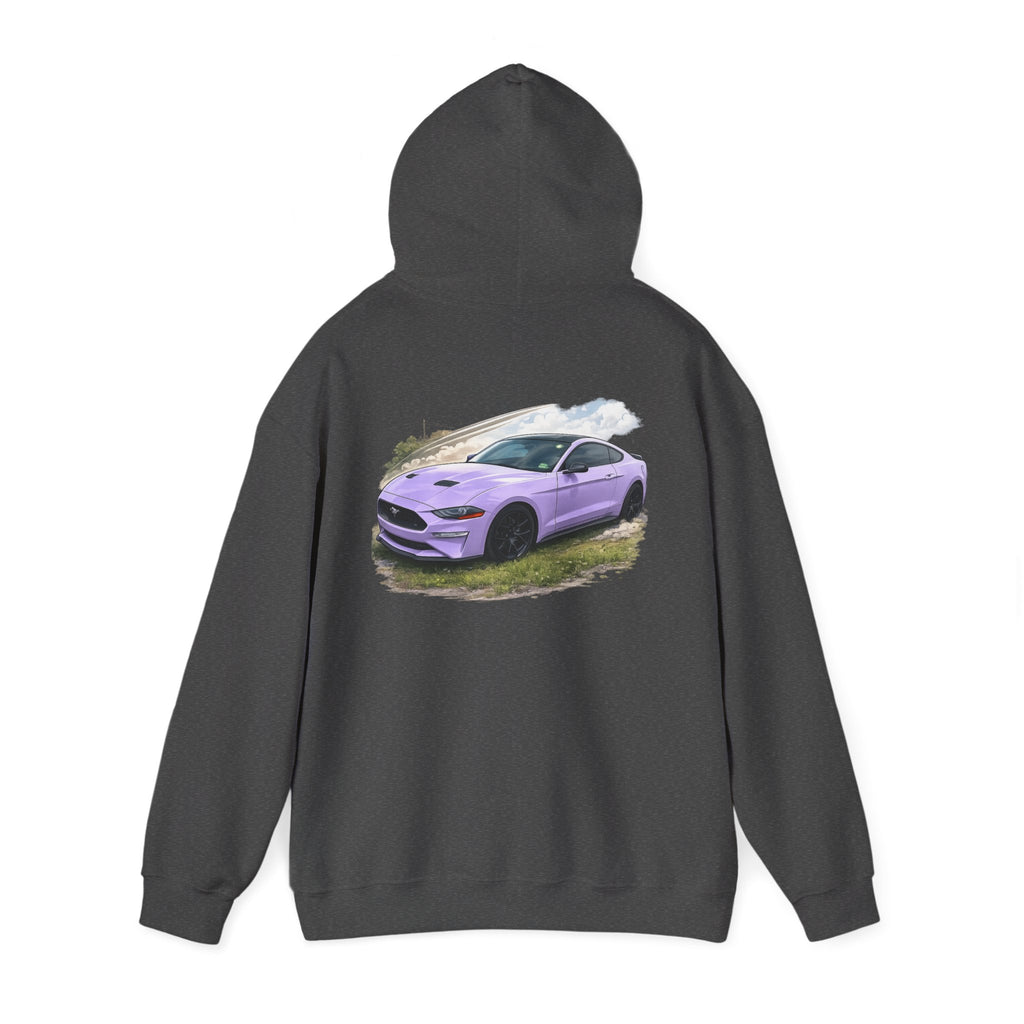 Lavender Mustang Hoodie — Purple Sports Car Graphic Pullover