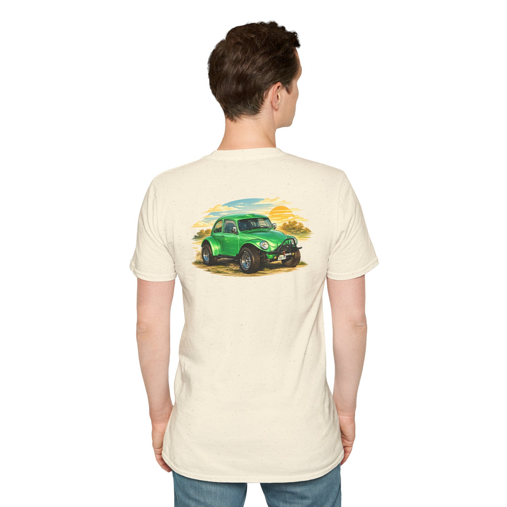 Vintage Green Beetle Car T-Shirt — Retro Beach Cruiser Graphic Tee