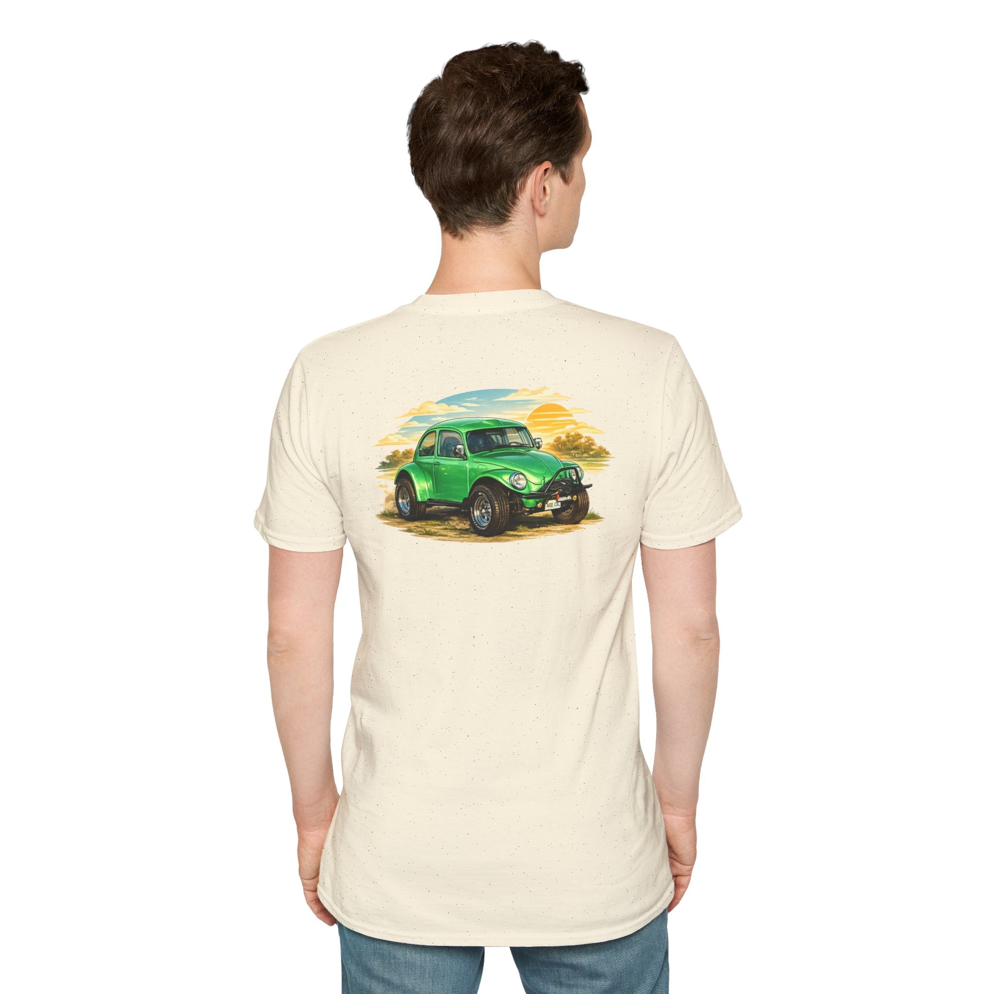 Vintage Green Beetle Car T-Shirt — Retro Beach Cruiser Graphic Tee