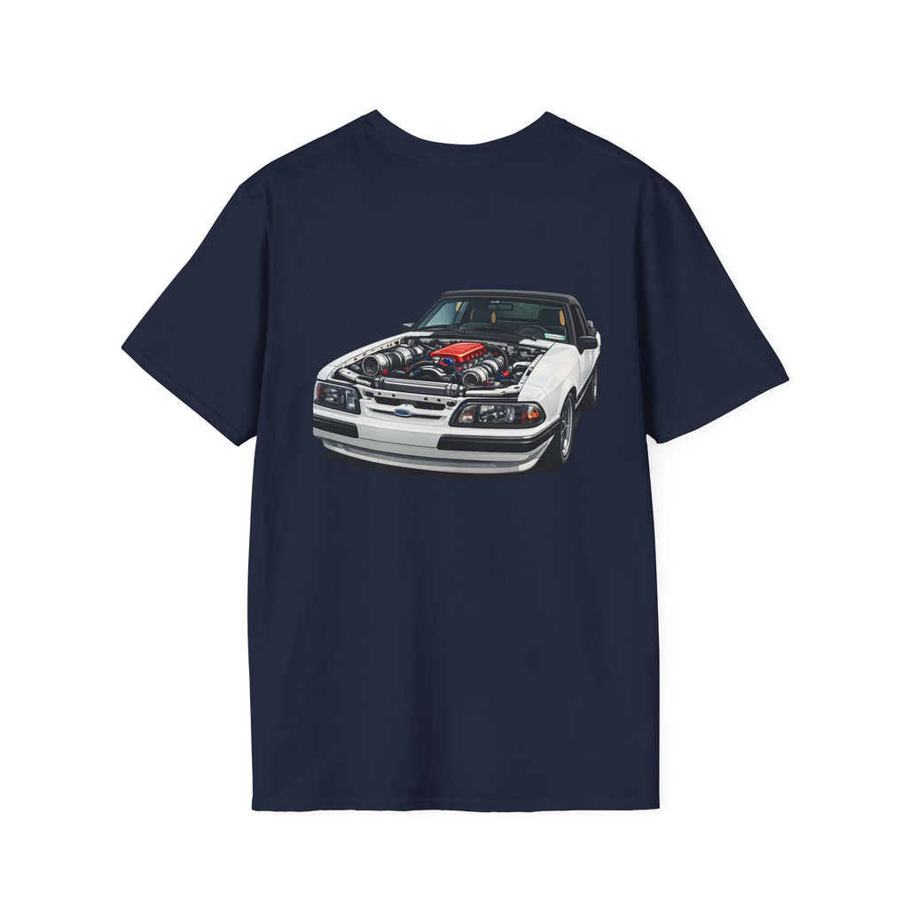 T-Shirt — White Vintage Foxbody Mustang Illustration Tee