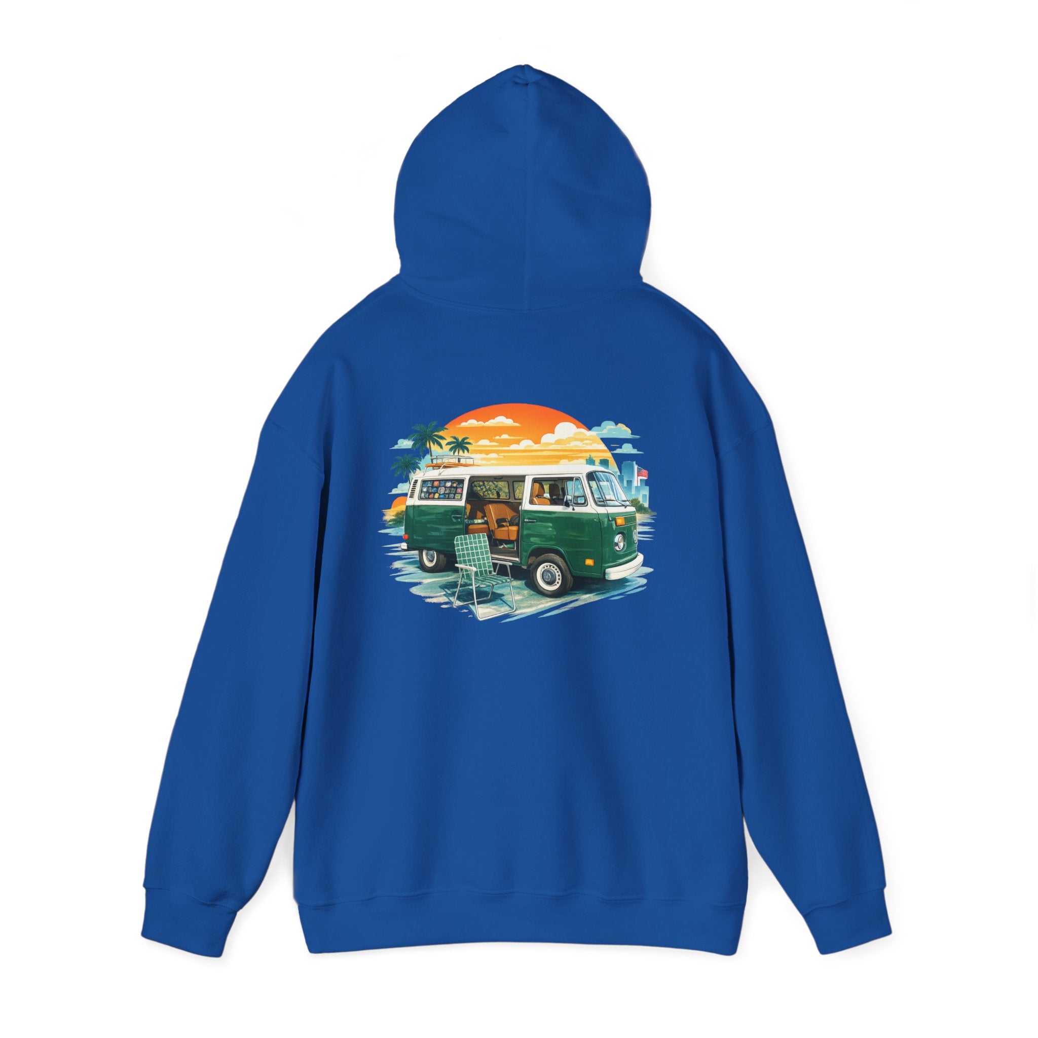 Vintage VW Camper Hoodie – Retro Surf Van Sunset Pullover