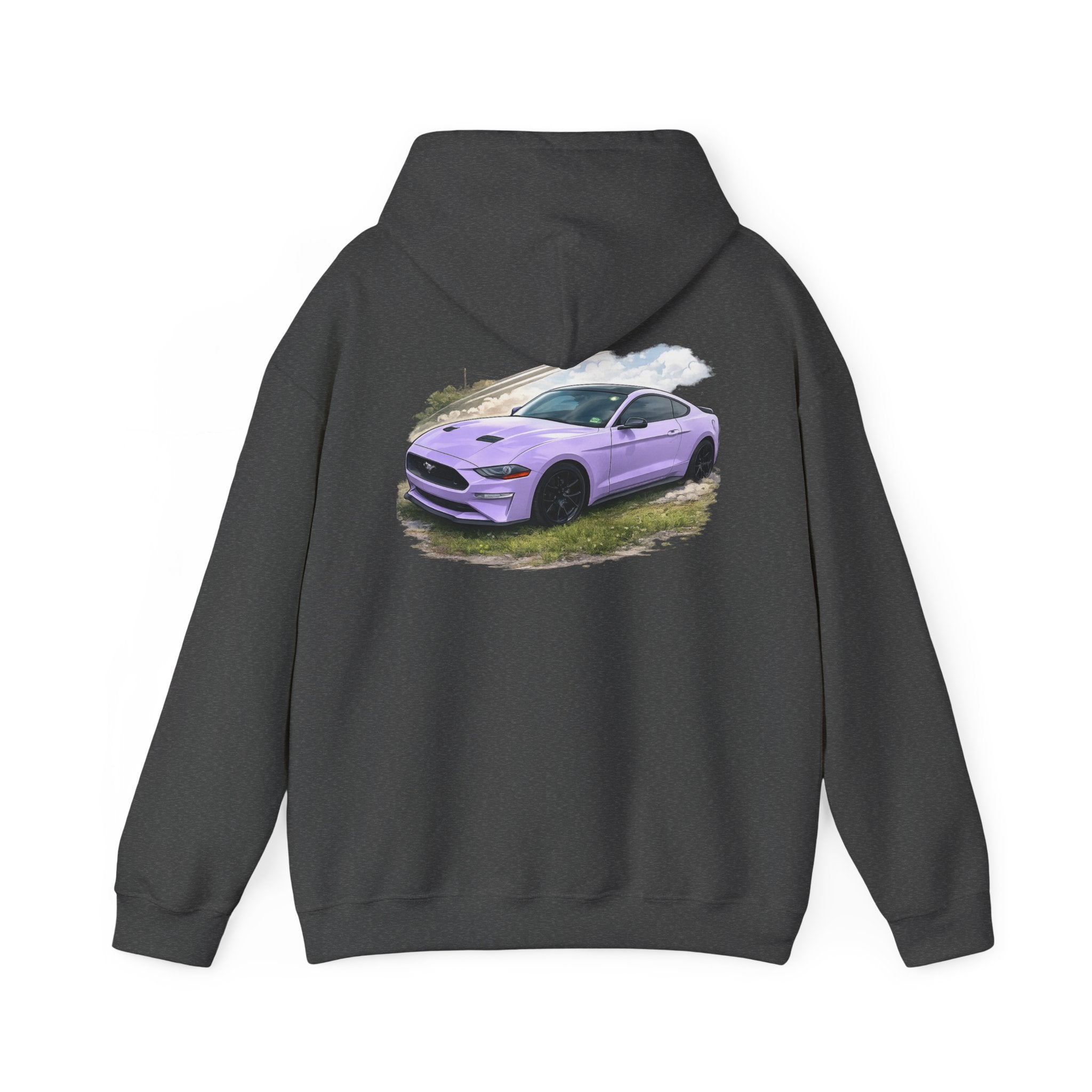 Lavender Mustang Hoodie — Purple Sports Car Graphic Pullover