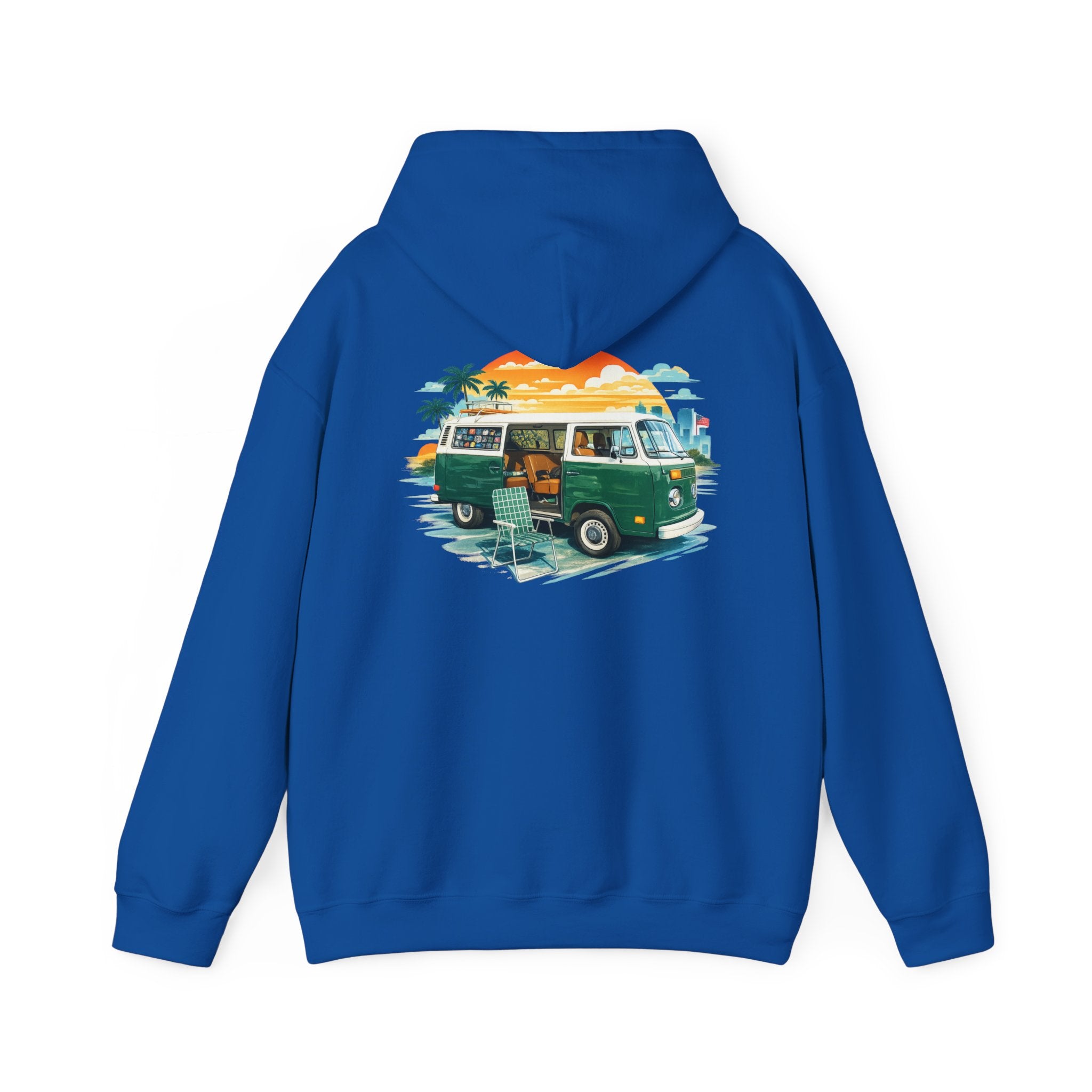Vintage VW Camper Hoodie – Retro Surf Van Sunset Pullover