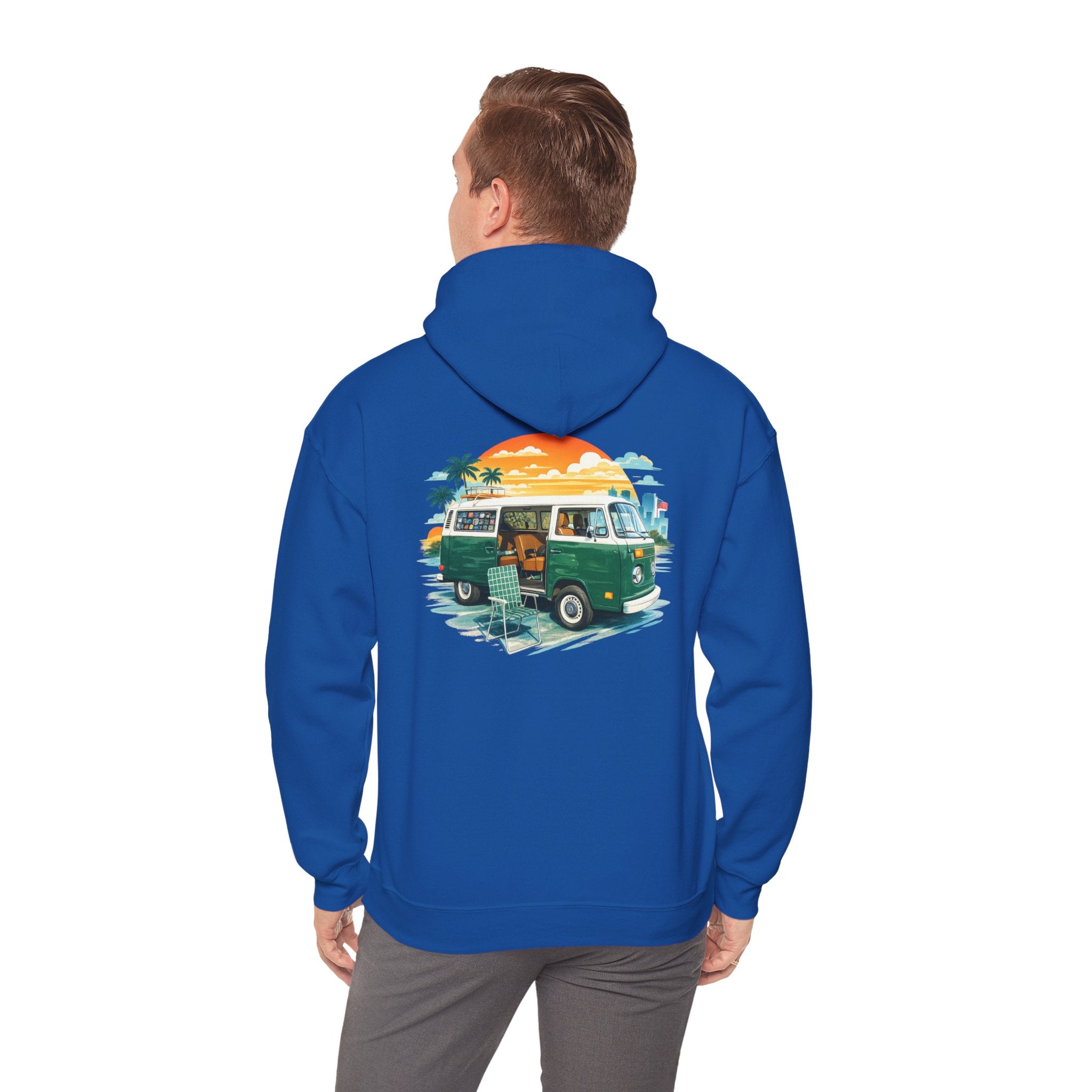 Vintage VW Camper Hoodie – Retro Surf Van Sunset Pullover