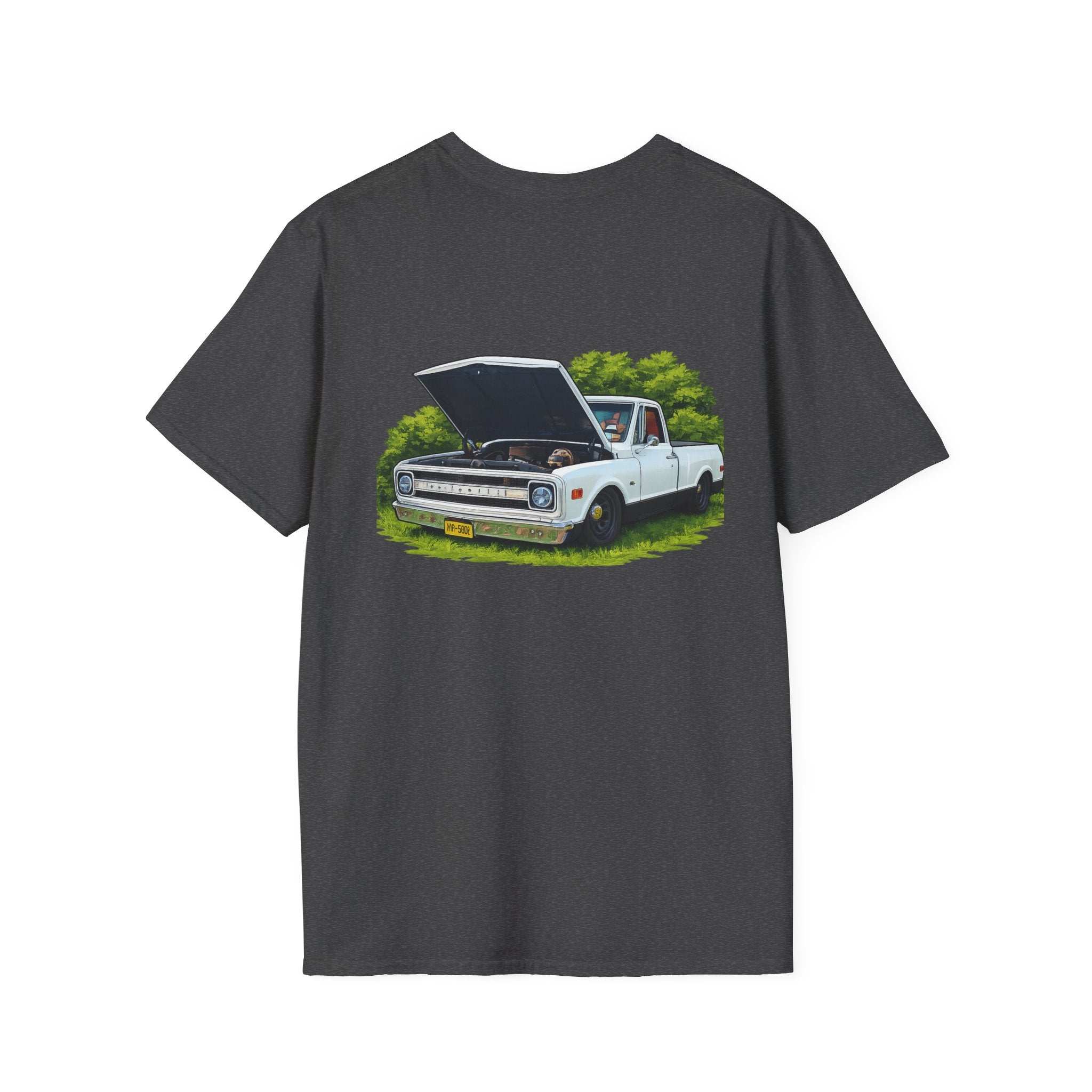 Vintage White Pickup Truck T-Shirt — Classic Restored Chevy Illustration