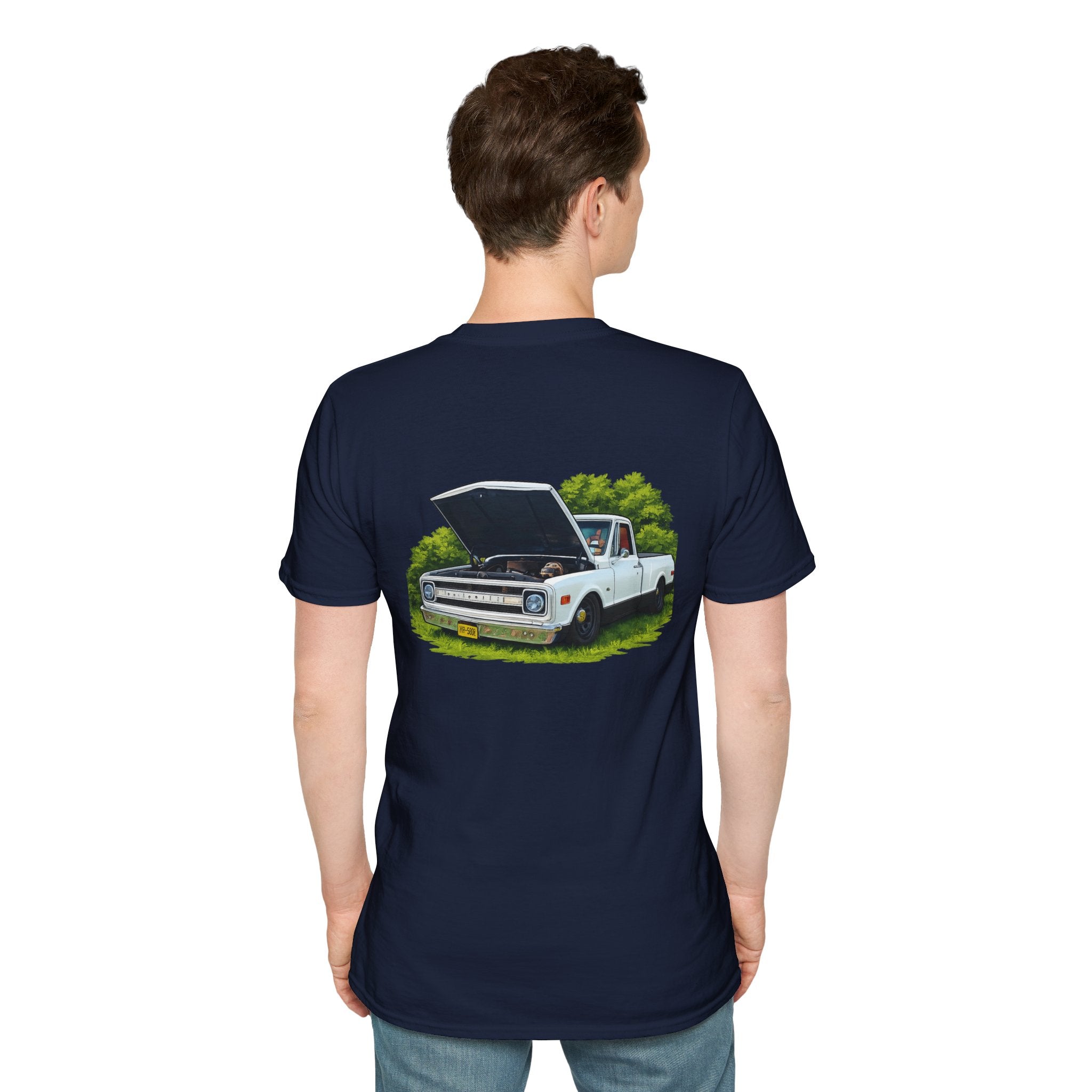 Vintage White Pickup Truck T-Shirt — Classic Restored Chevy Illustration