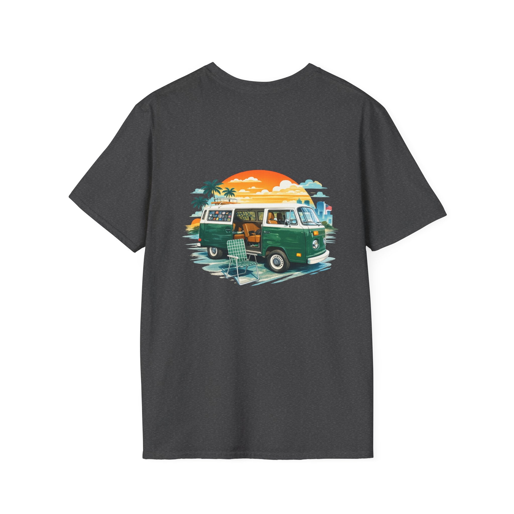Vintage VW Camper Van Sunset T-Shirt — Retro Beach Surf Tee
