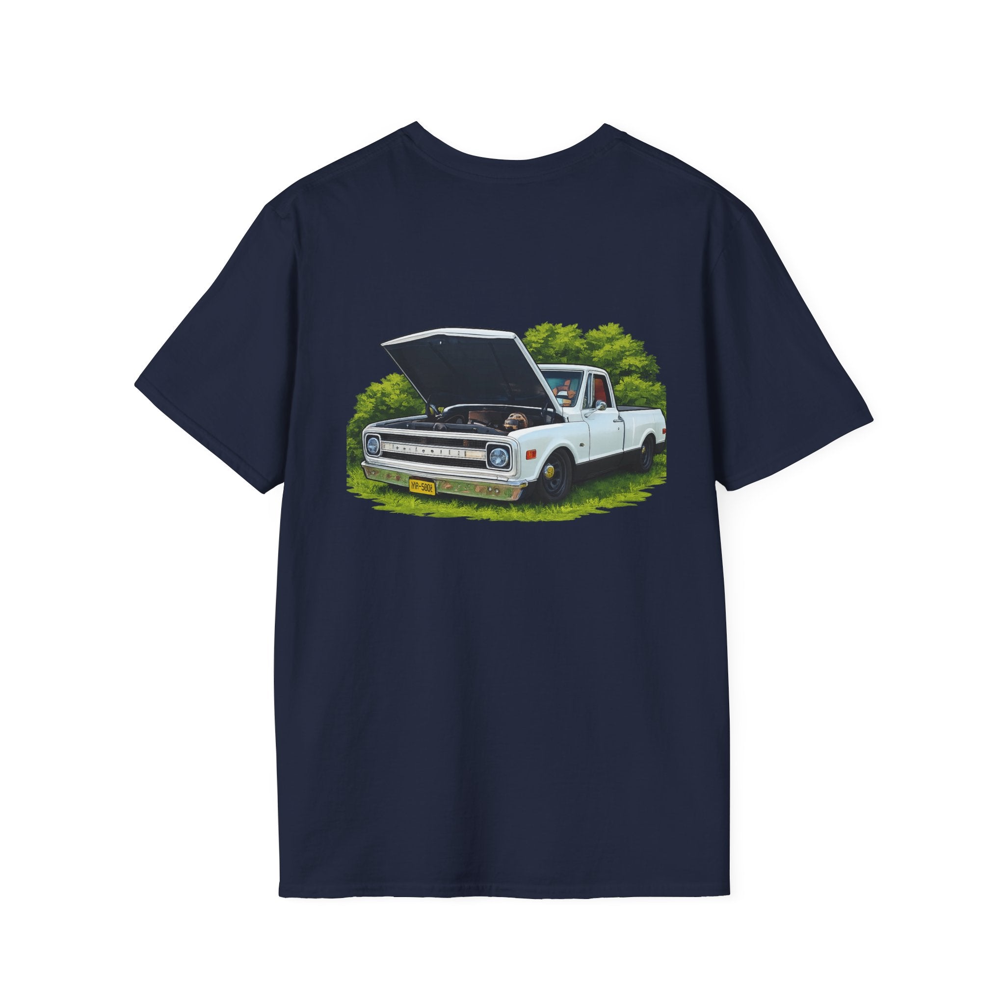 Vintage White Pickup Truck T-Shirt — Classic Restored Chevy Illustration