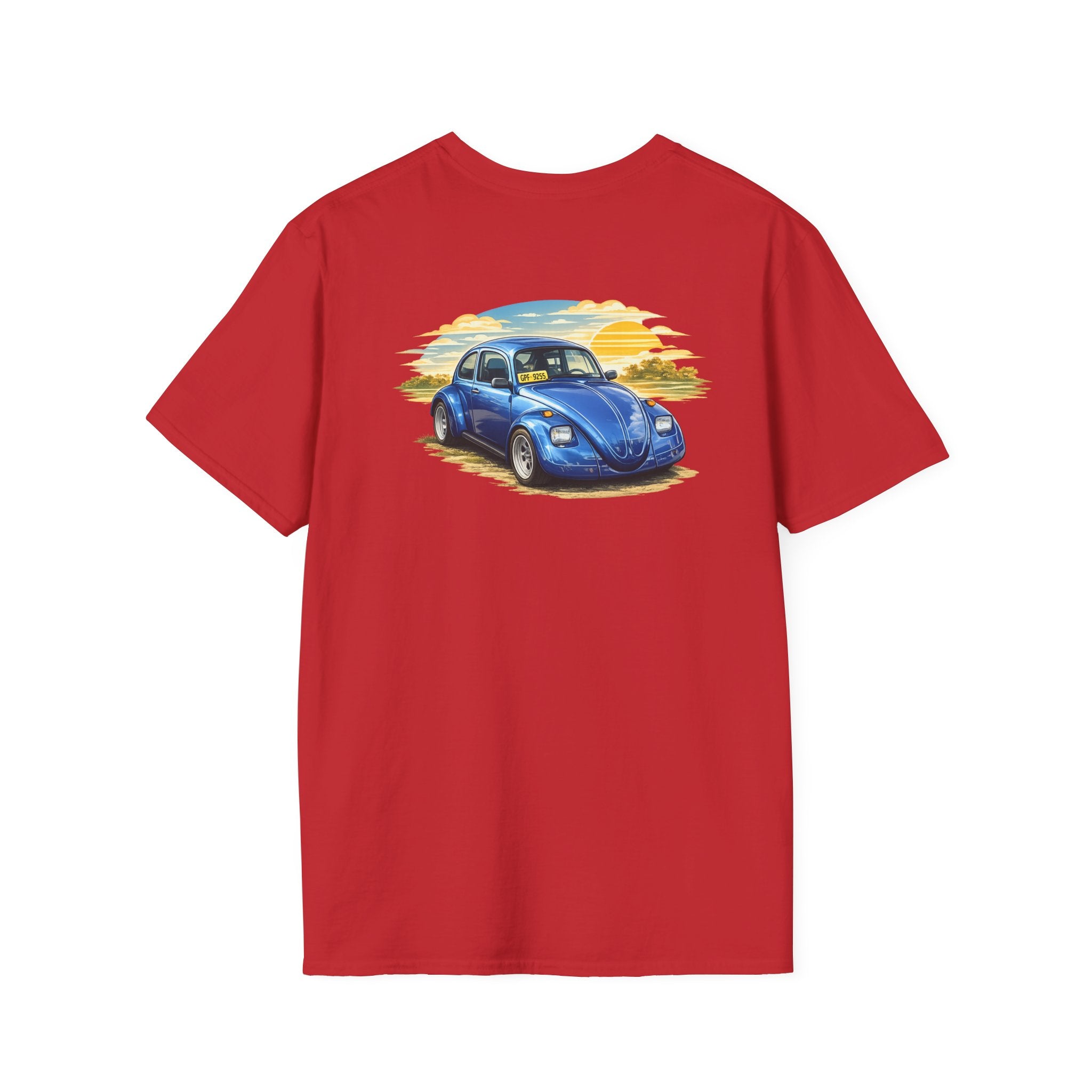 Classic Blue VW Beetle T-Shirt — Vintage Car Sunset Graphic