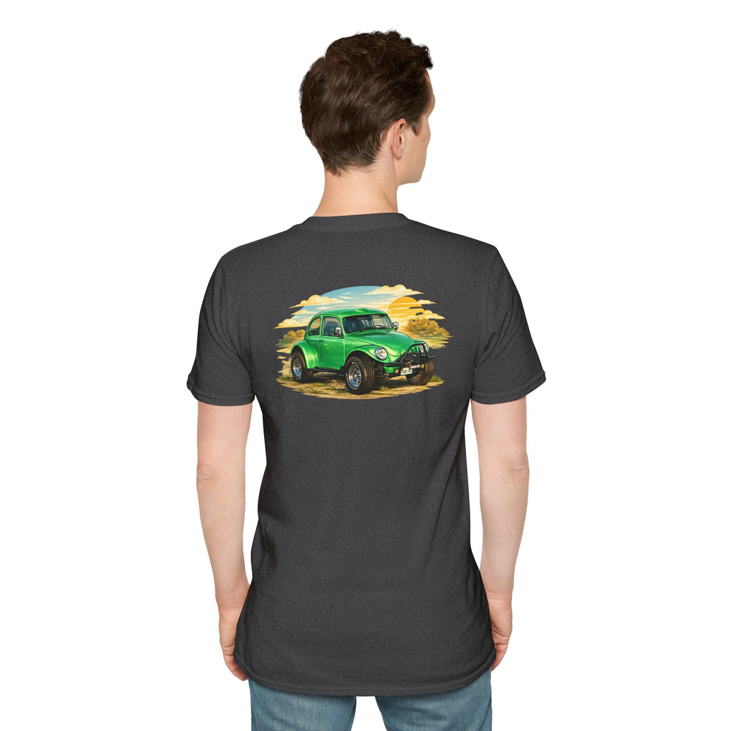 Vintage Green Beetle Car T-Shirt — Retro Beach Cruiser Graphic Tee
