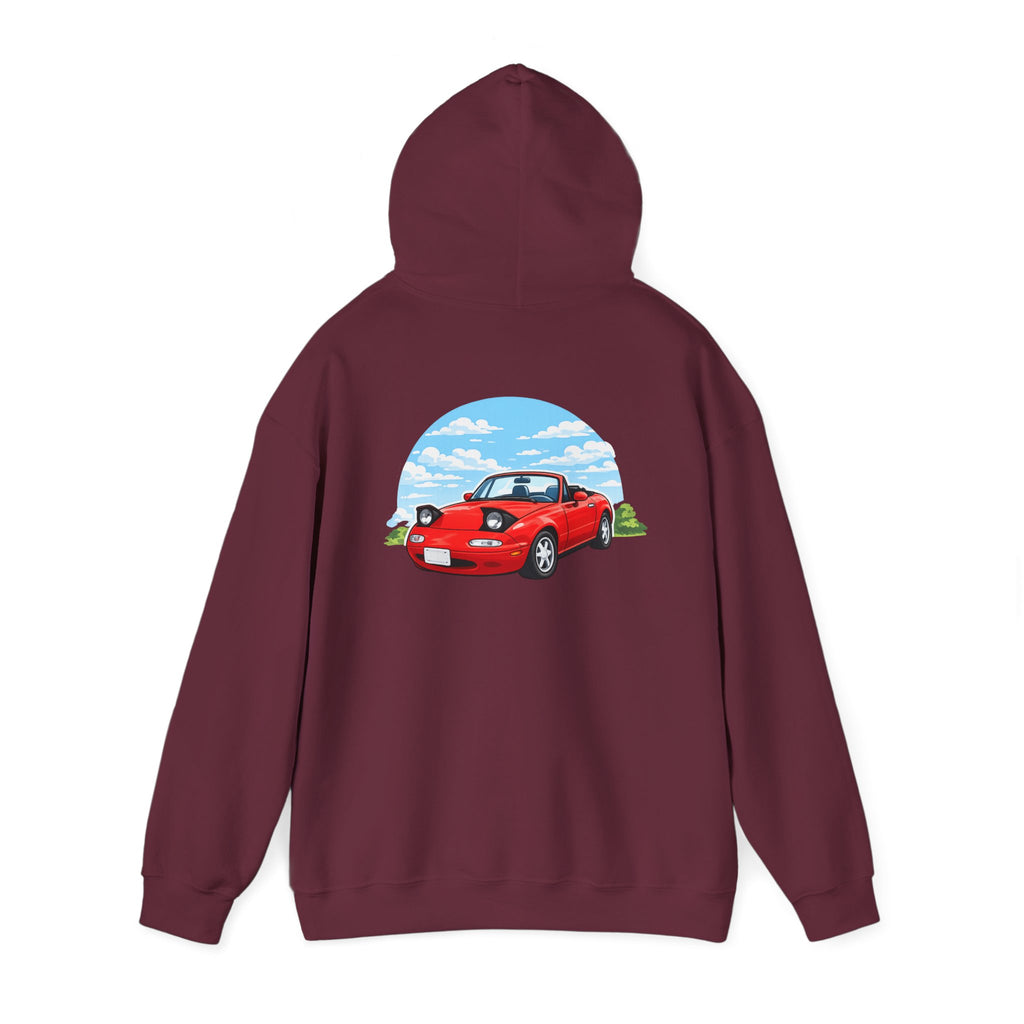 Red Miata Hoodie – Retro Convertible Graphic Hooded Sweatshirt