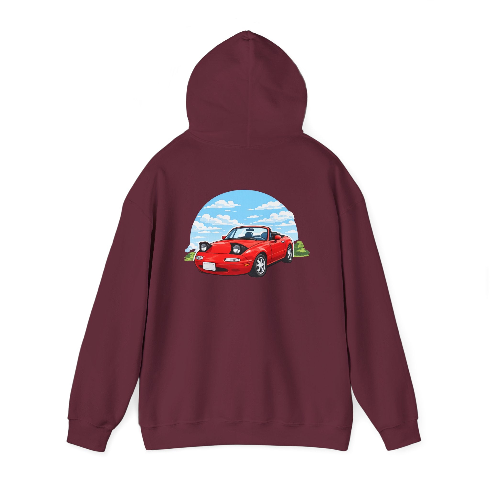Red Miata Hoodie – Retro Convertible Graphic Hooded Sweatshirt