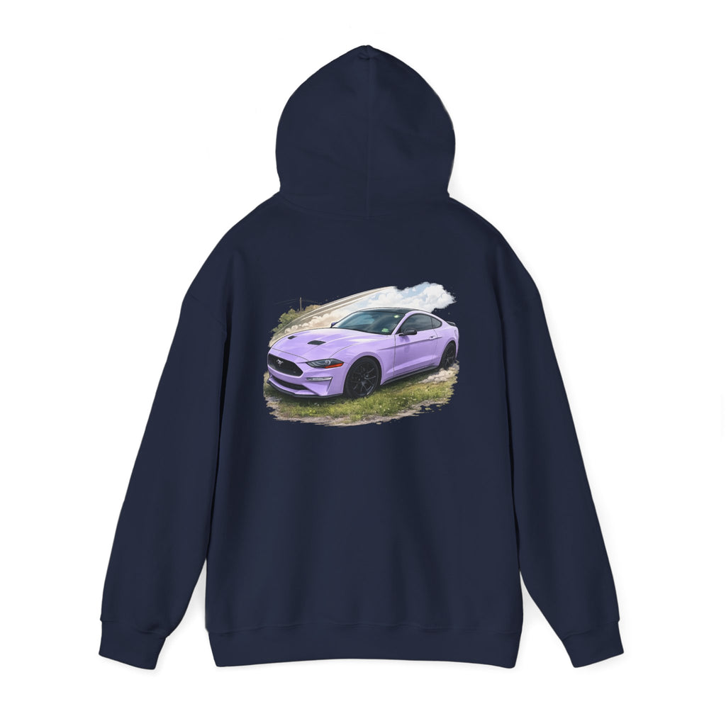 Lavender Mustang Hoodie — Purple Sports Car Graphic Pullover