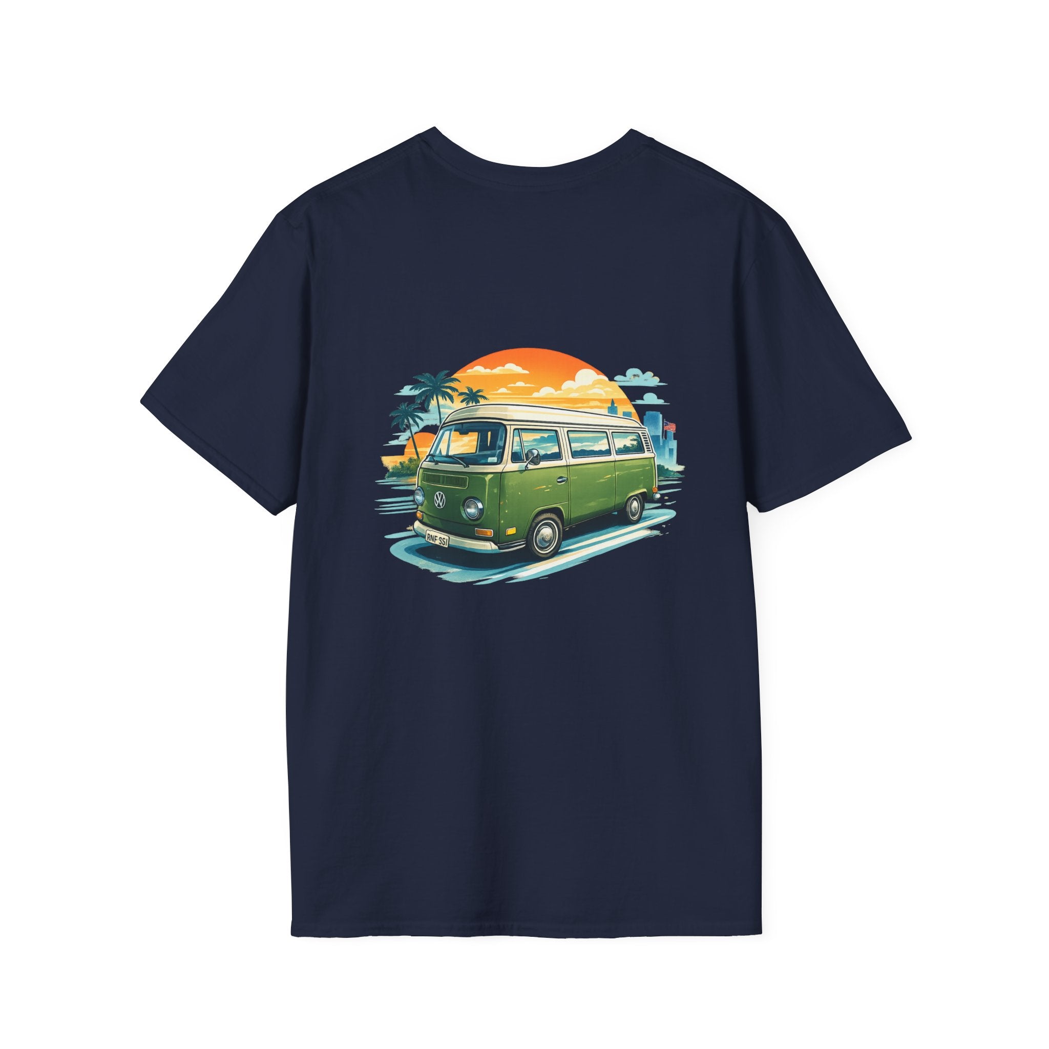 Vintage VW Camper Beach T‑Shirt — Retro Sunset Surf Van Tee