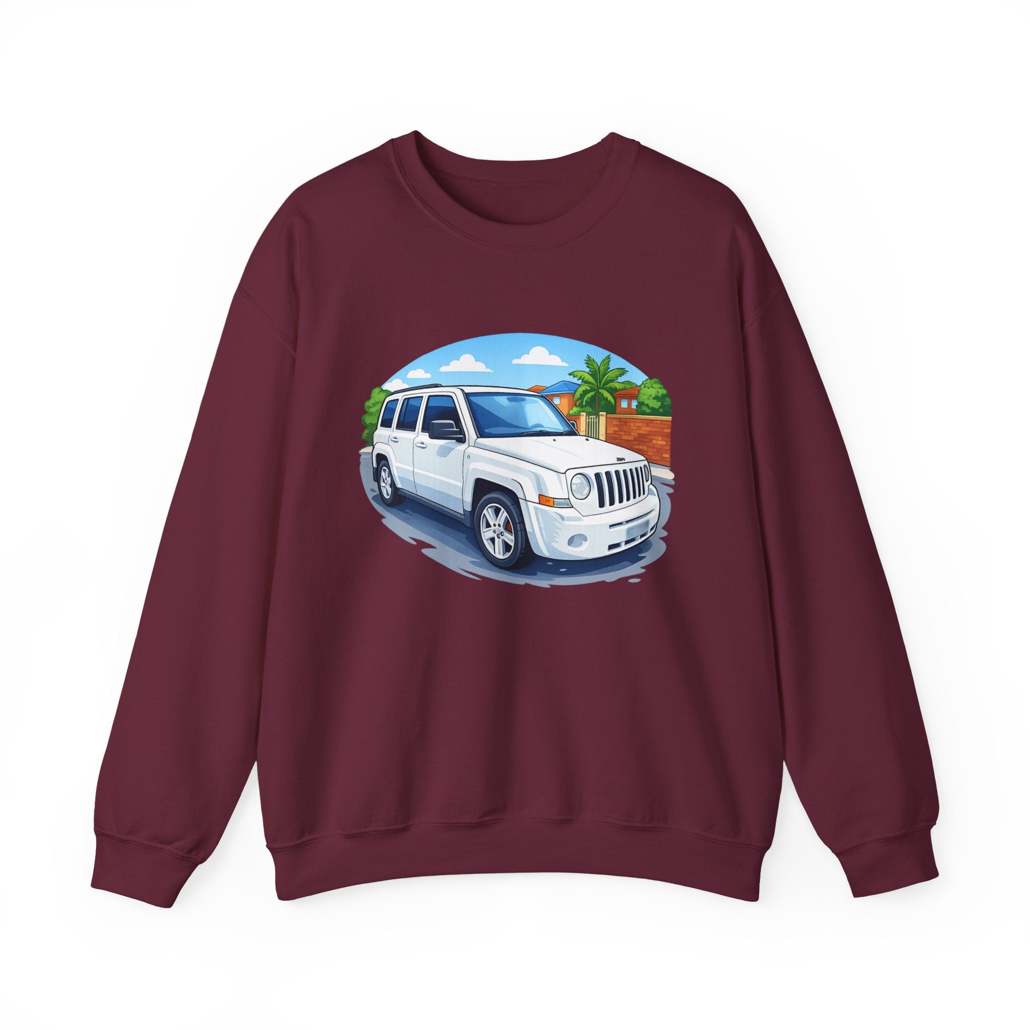 Jeep SUV Illustration Crewneck Sweatshirt — Coastal Road Trip Vibe