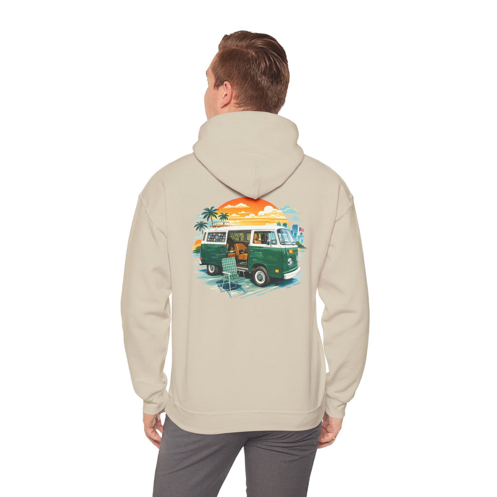 Vintage VW Camper Hoodie – Retro Surf Van Sunset Pullover