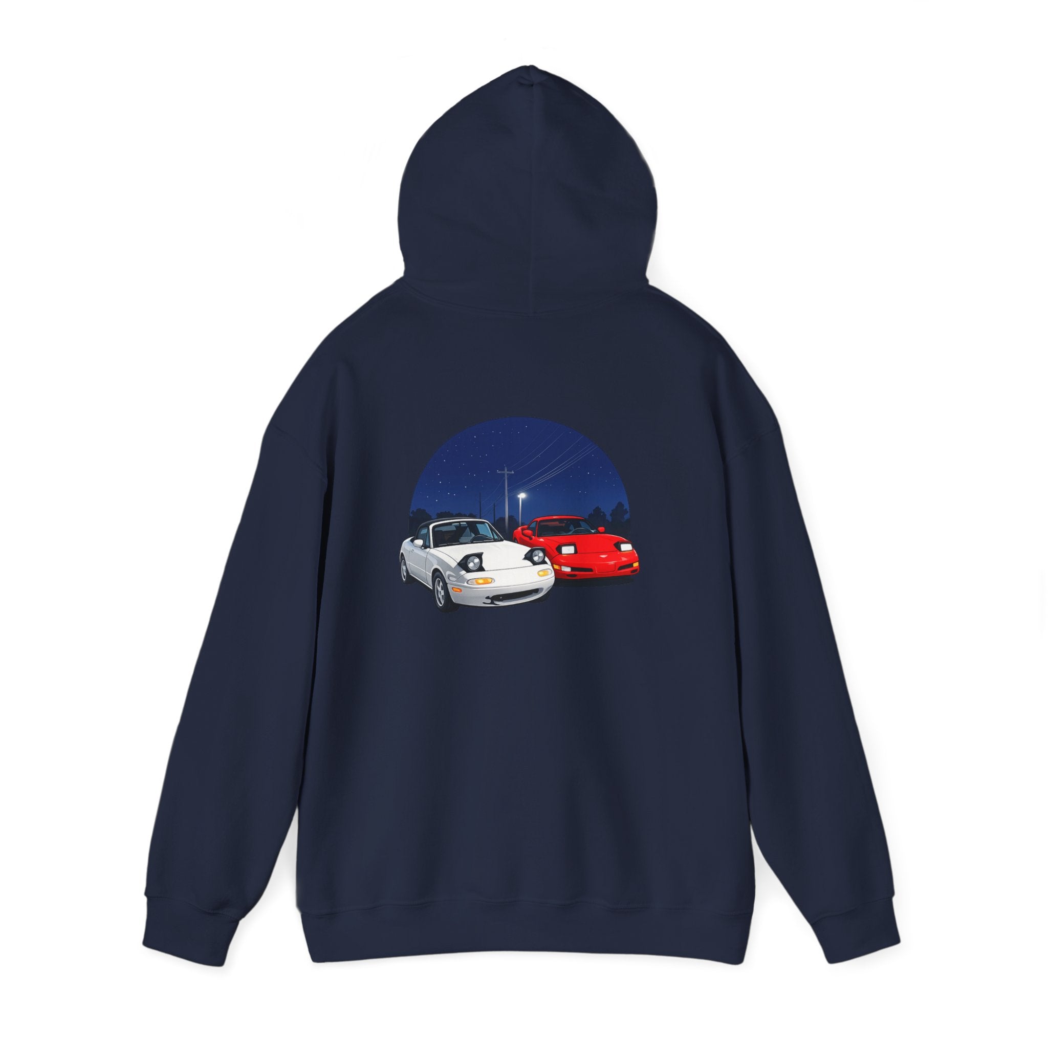 Miata corvette Duo Hoodie – Classic Red & White Sports Cars Nightscape