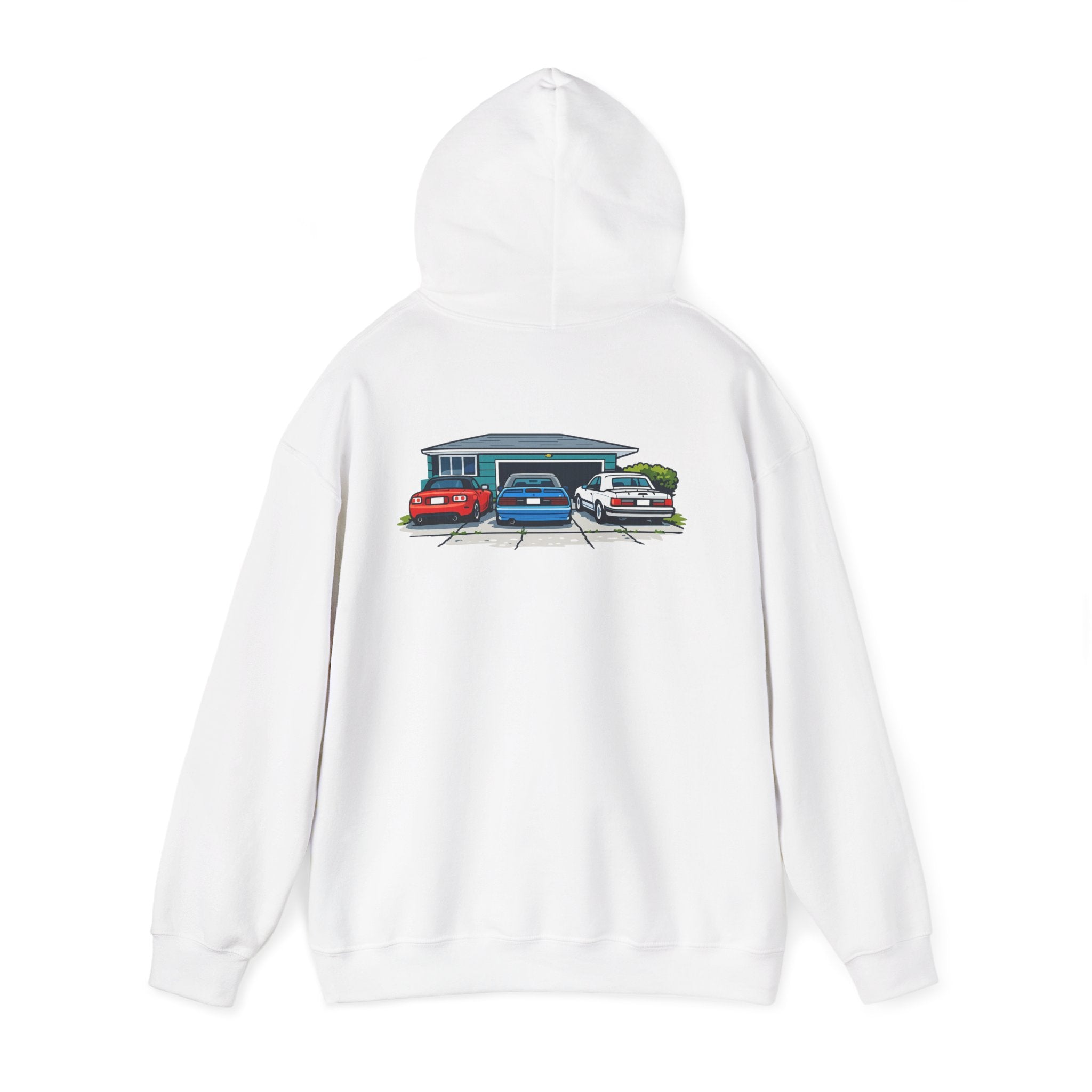 Hoodie - Retro Cars Garage Illustration Hooded Sweatshirt