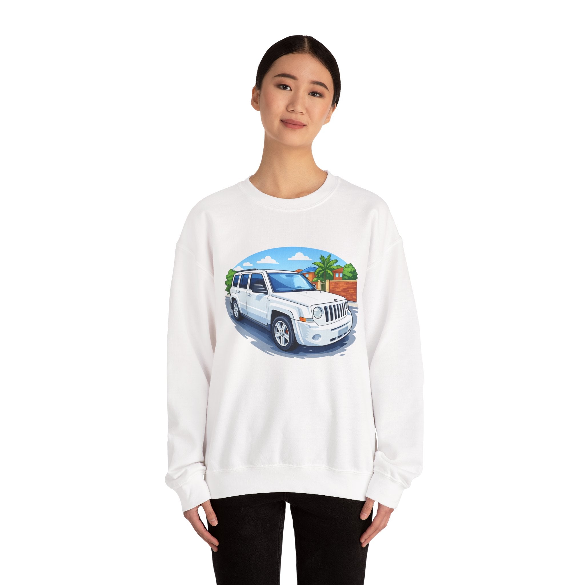 Jeep SUV Illustration Crewneck Sweatshirt — Coastal Road Trip Vibe