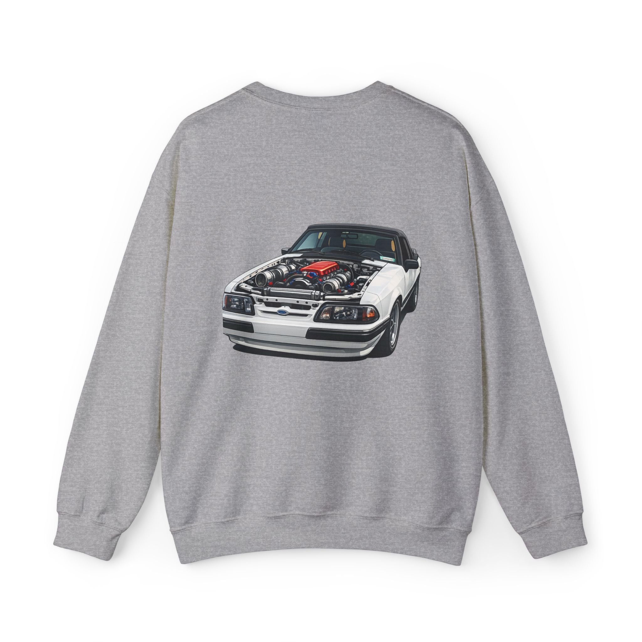 Mustang Foxbody Crewneck Sweatshirt – Classic White Car Illustration