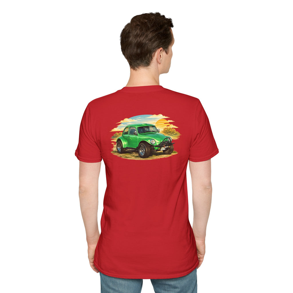 Vintage Green Beetle Car T-Shirt — Retro Beach Cruiser Graphic Tee