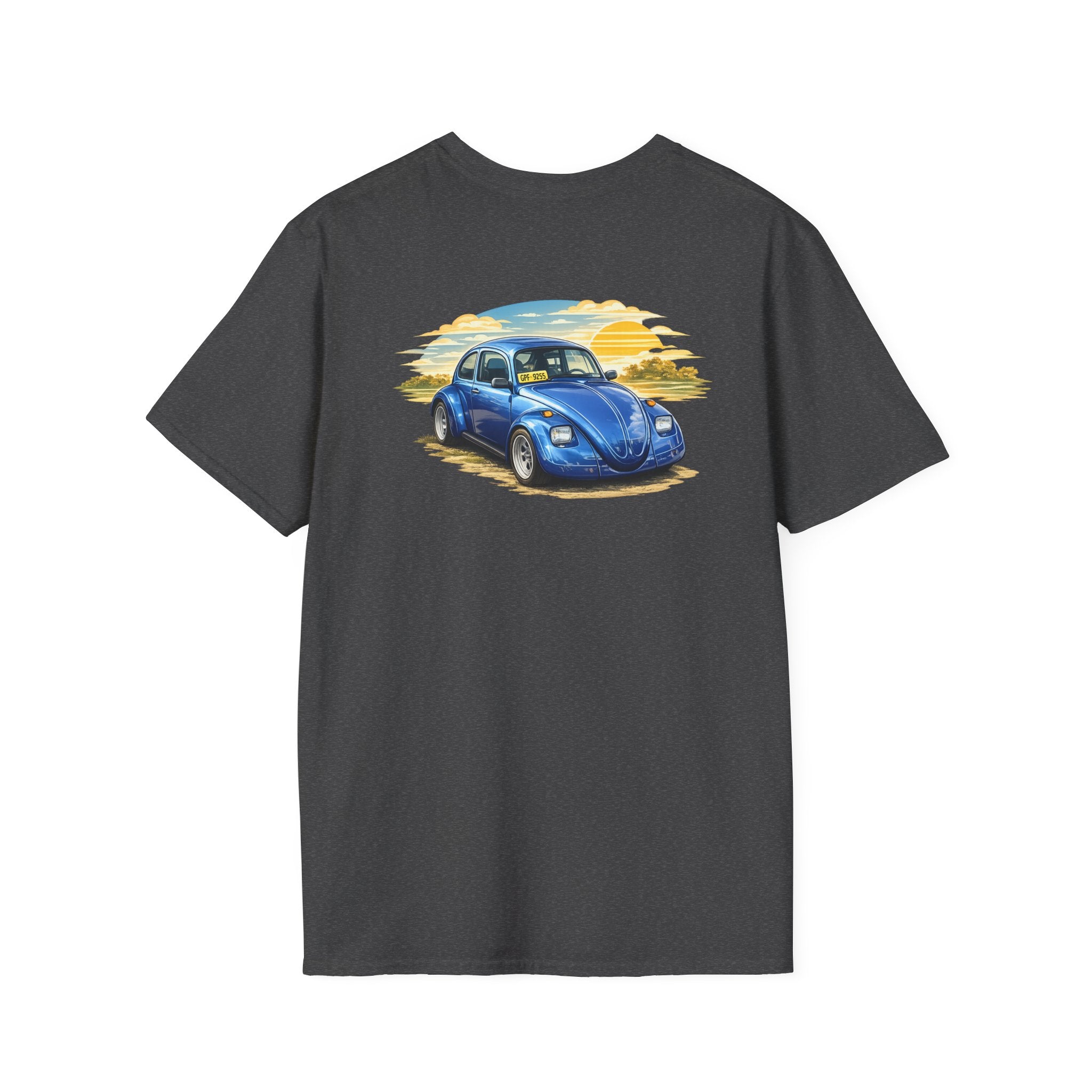 Classic Blue VW Beetle T-Shirt — Vintage Car Sunset Graphic