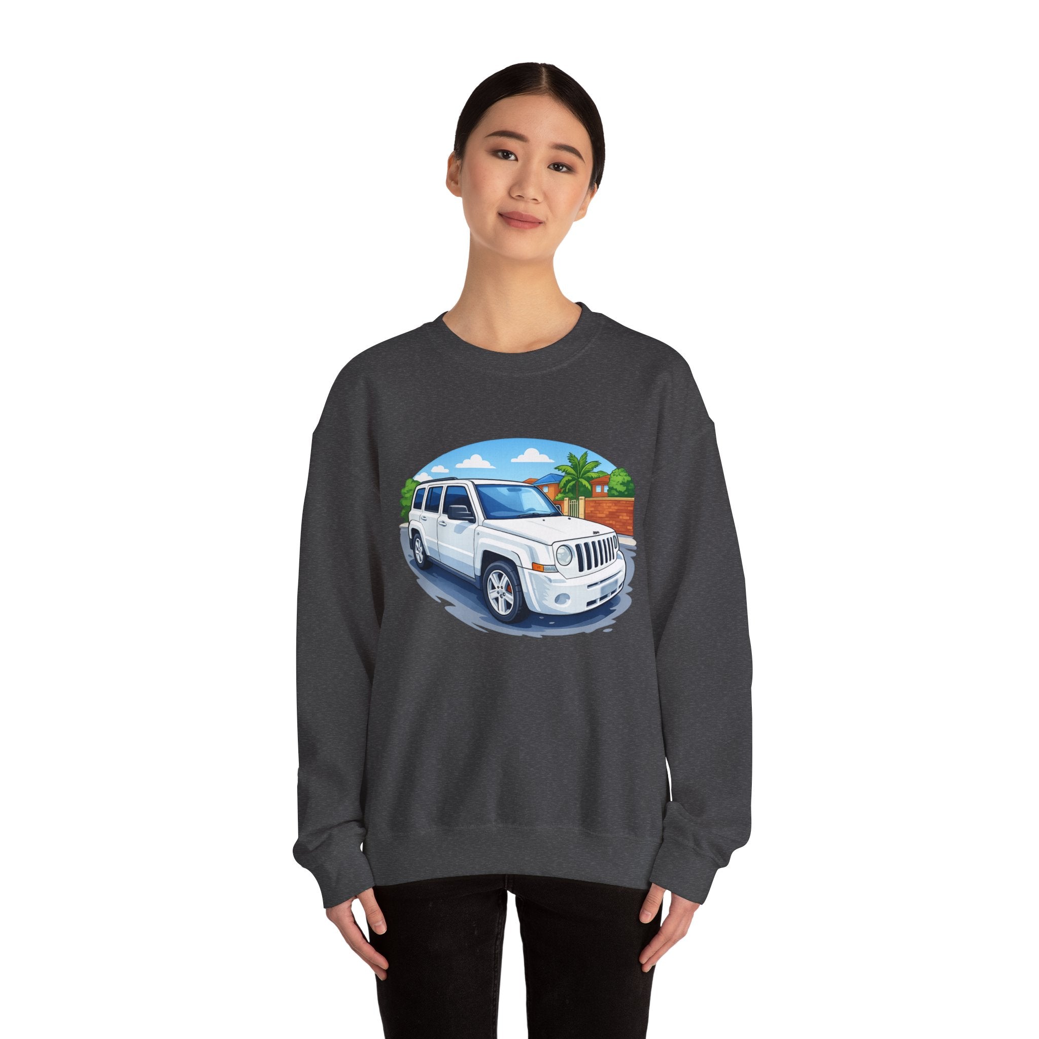 Jeep SUV Illustration Crewneck Sweatshirt — Coastal Road Trip Vibe