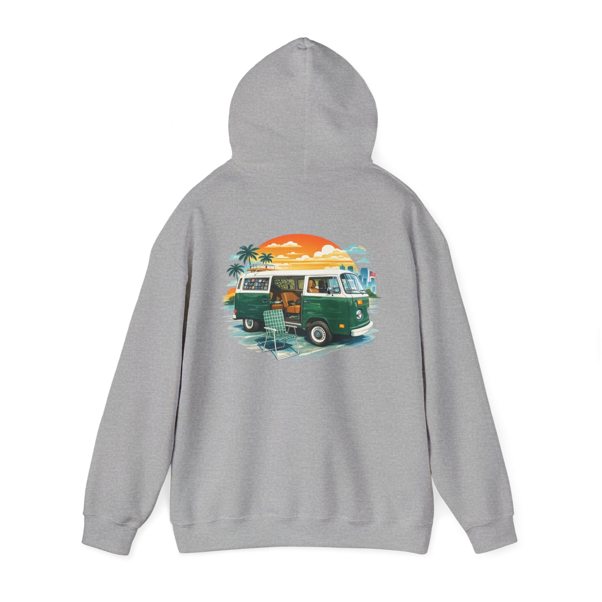 Vintage VW Camper Hoodie – Retro Surf Van Sunset Pullover