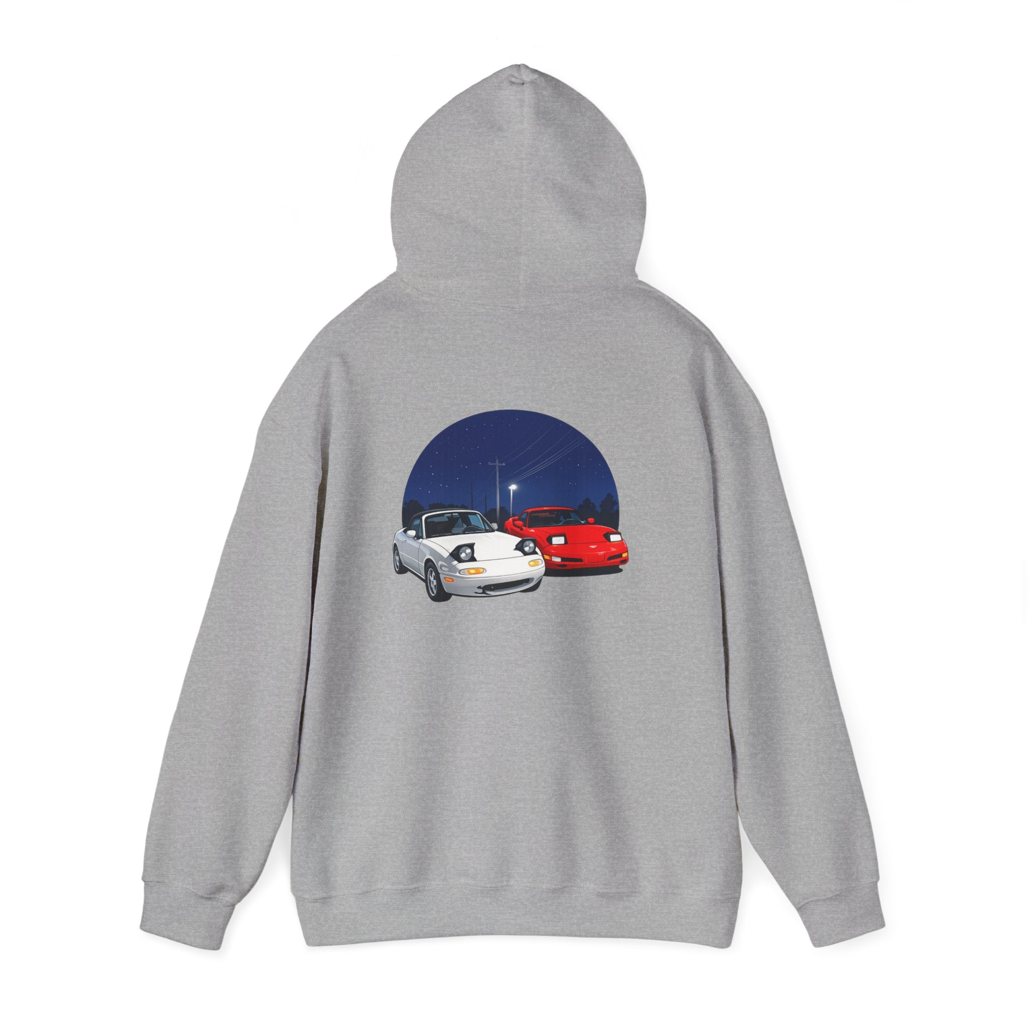 Miata corvette Duo Hoodie – Classic Red & White Sports Cars Nightscape